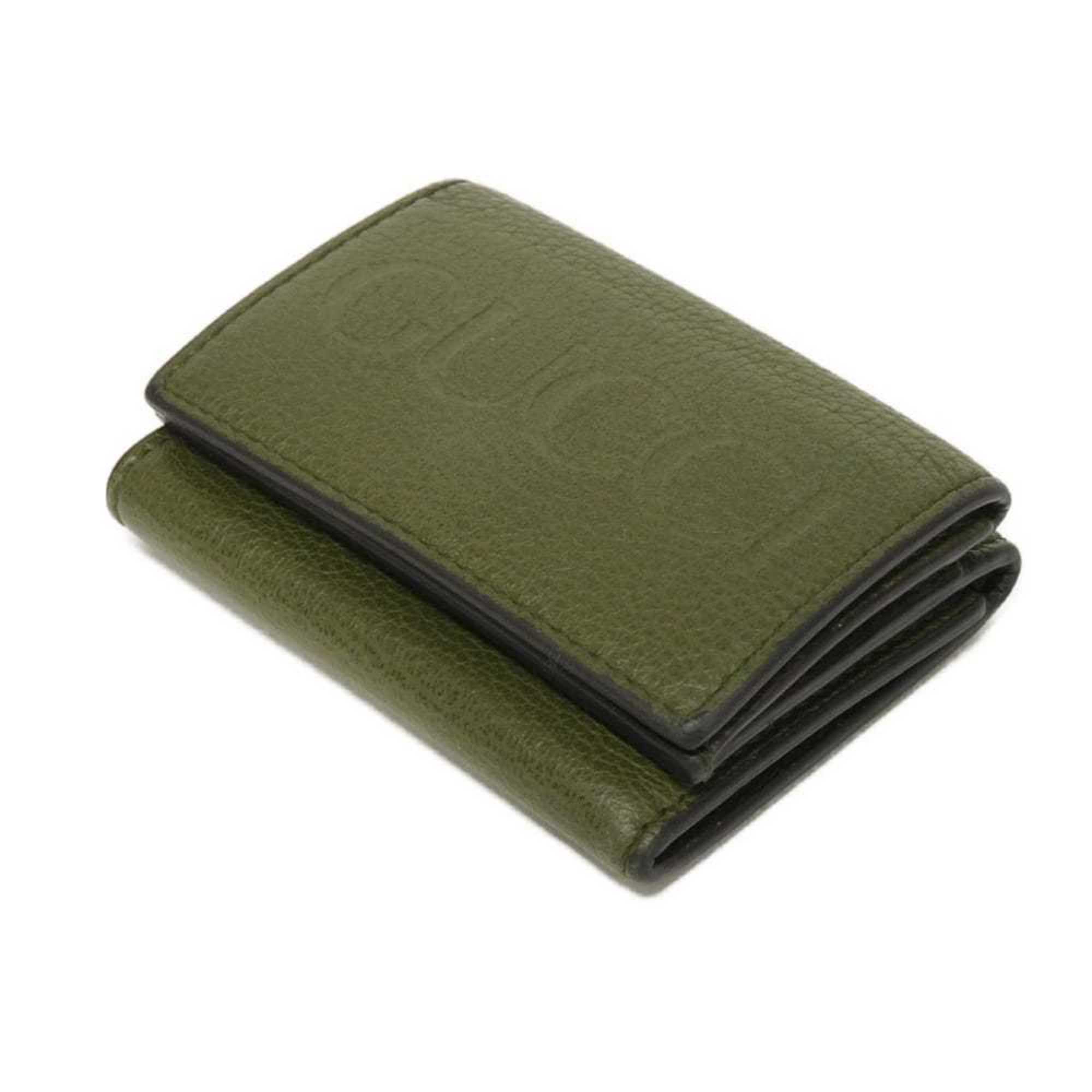 Gucci Khaki Leather Wallet (Tri-Fold) (Pre-Owned)