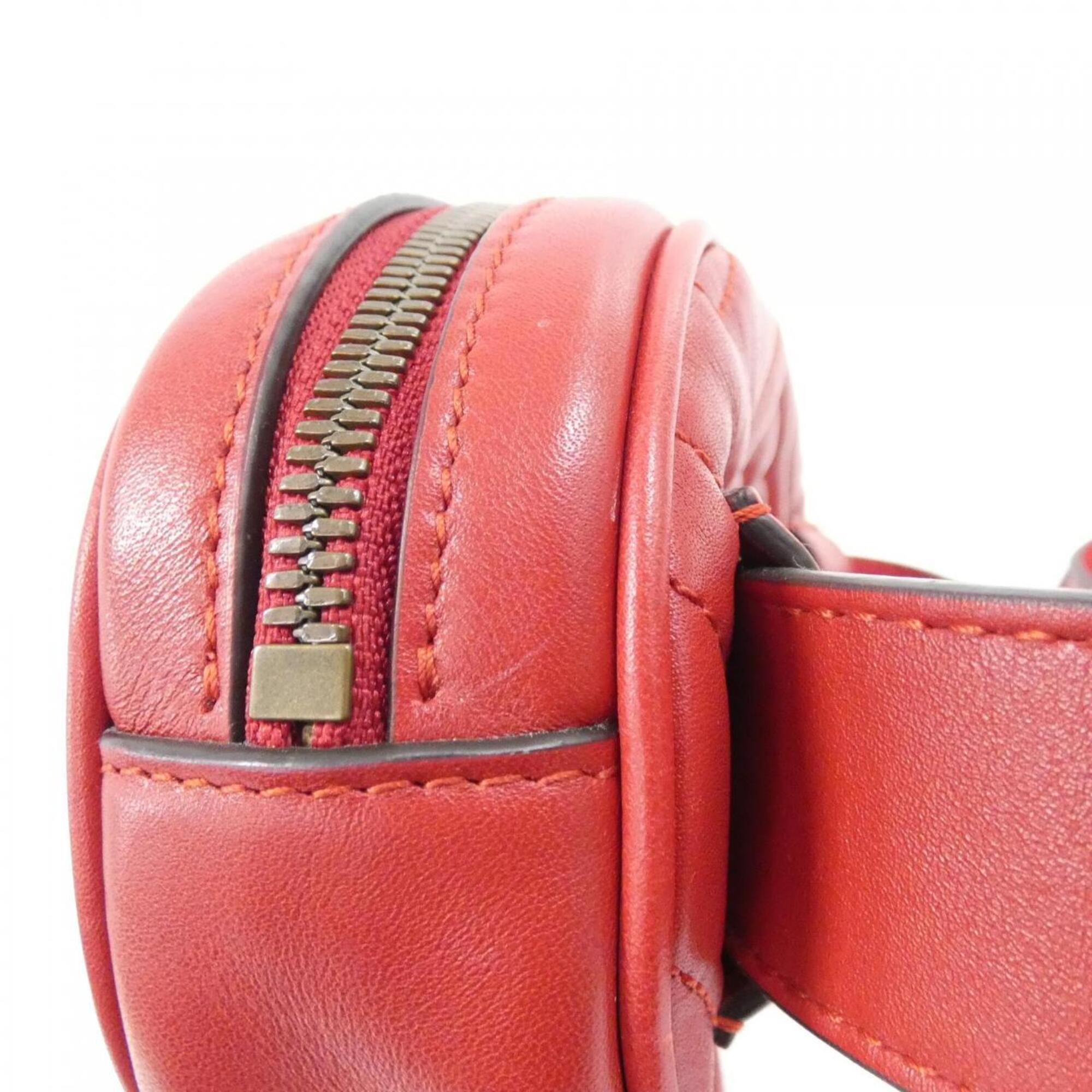 Gucci Gg Marmont Red Color Leather Fanny Pack (Pre-Owned)