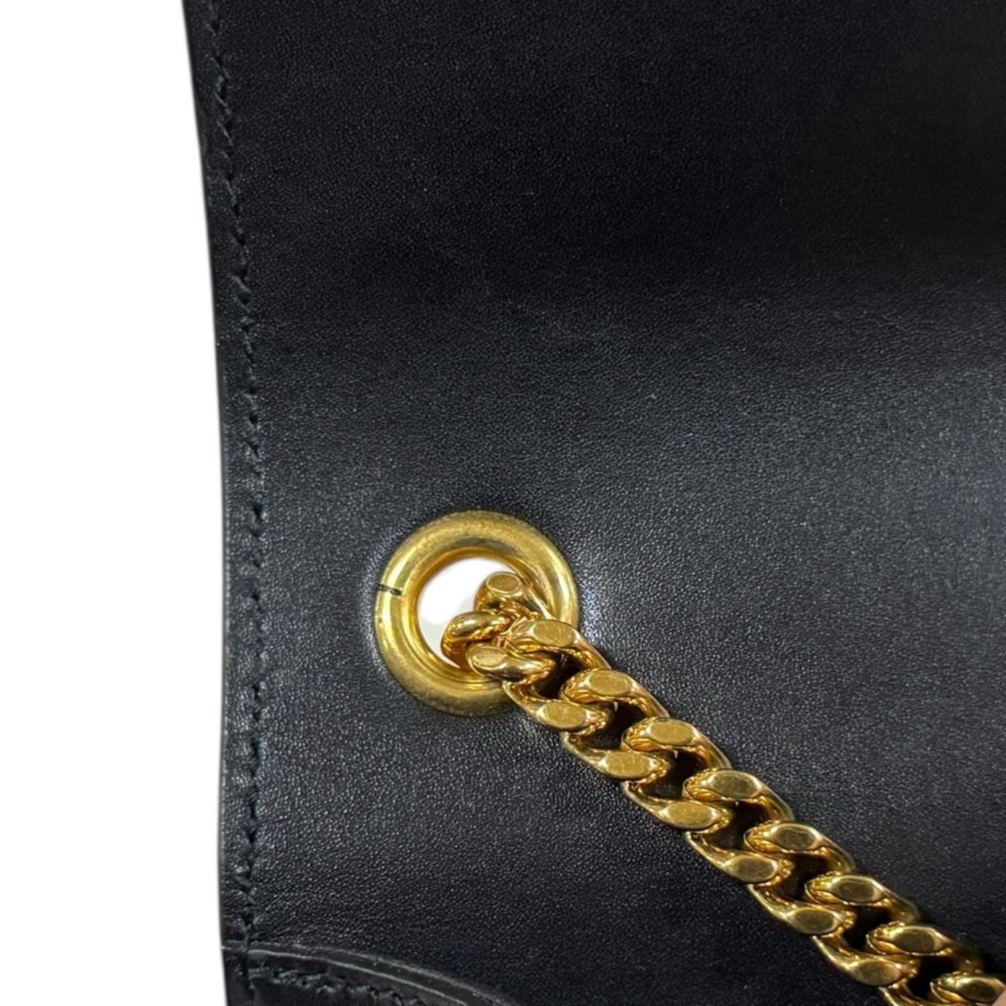 Saint Laurent Black Red Color Leather Shoulder Bag (Pre-Owned)