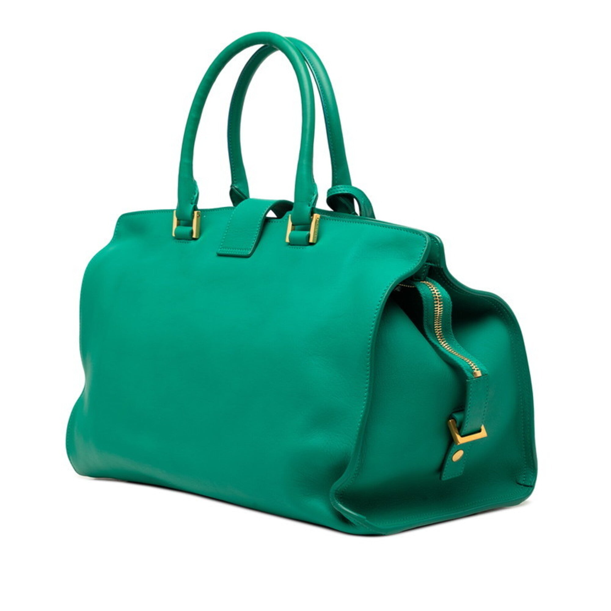 Saint Laurent Green Leather Handbag Tote Bag (Pre-Owned)