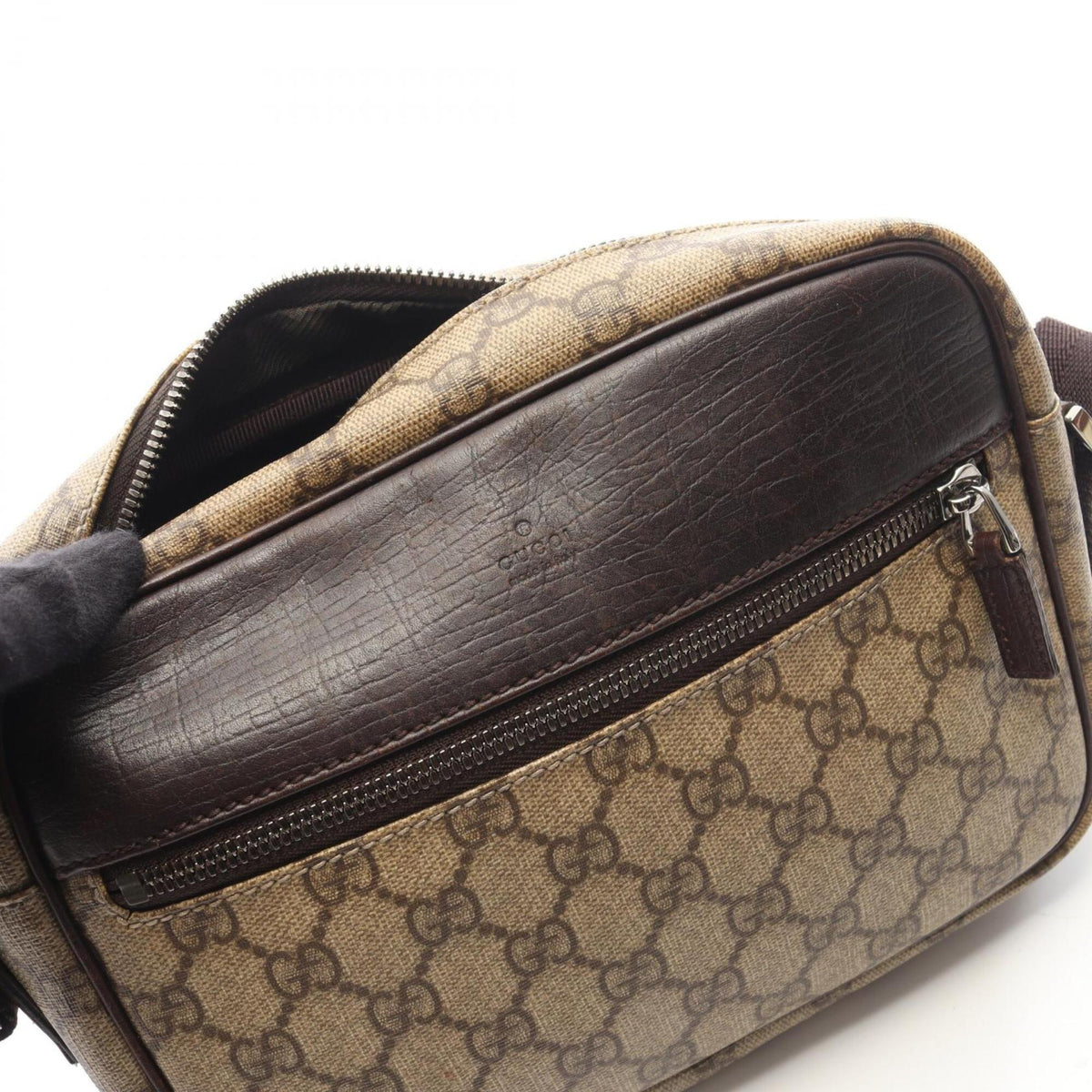 Gucci Beige Brown Pvc Coated Canvas Leather Handbag Shoulder Bag (Pre-Owned)