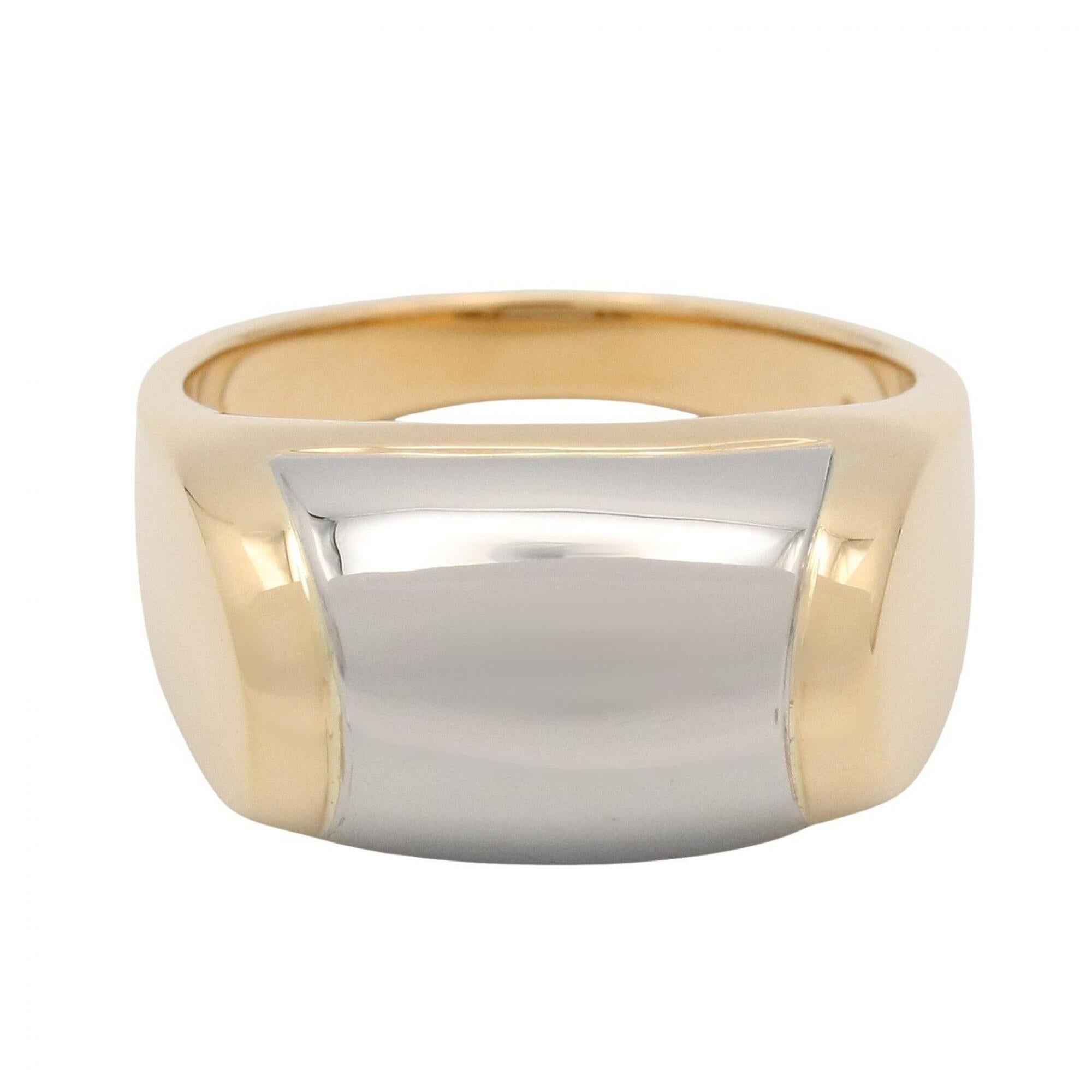Bvlgari Gold Silver Yellow Gold (18K) Stainless Steel Band Ring (Pre-Owned)