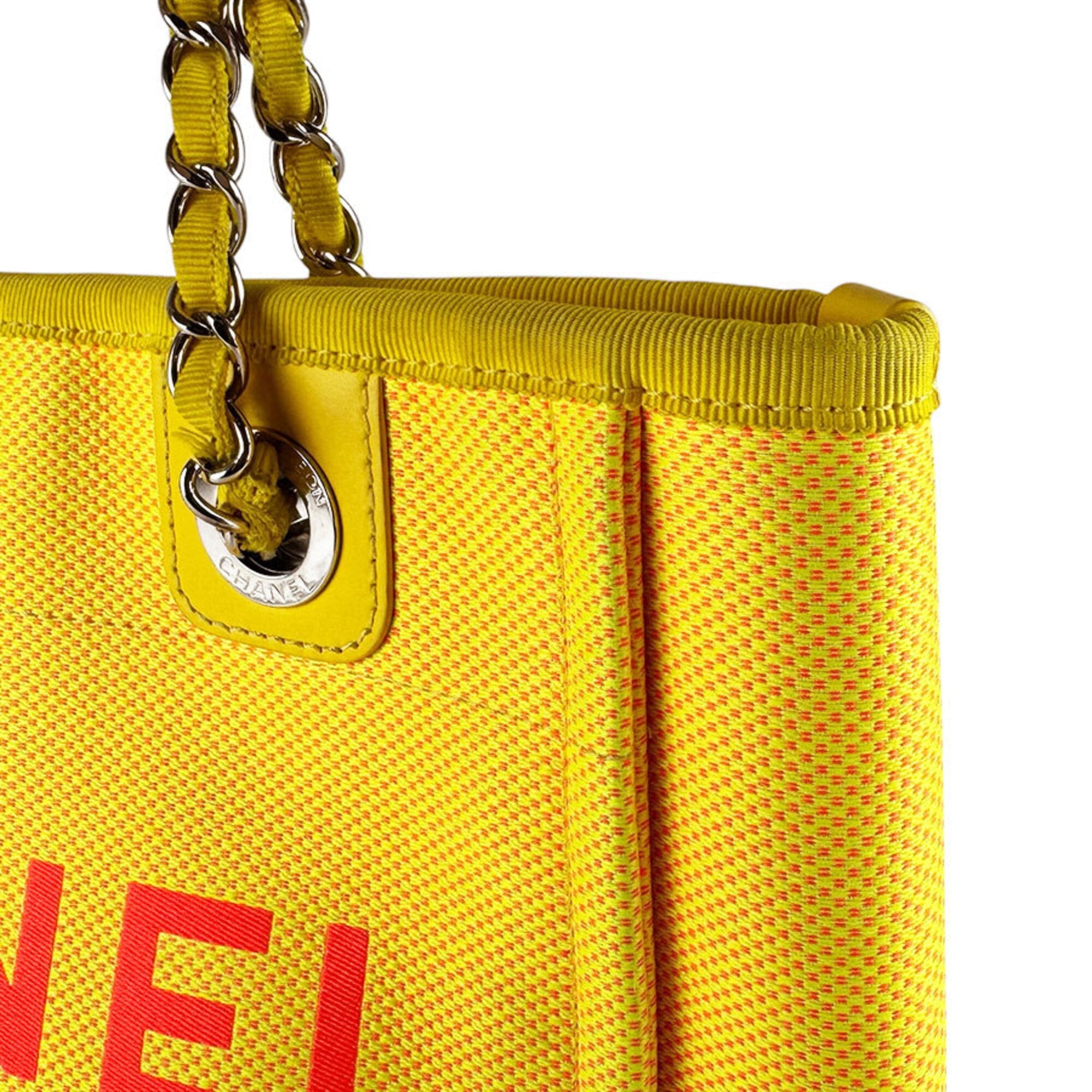 Chanel Pink Yellow Canvas Handbag (Pre-Owned)
