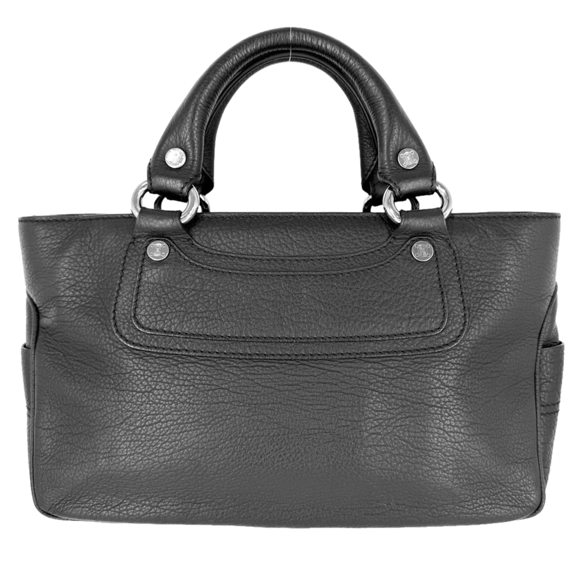 Celine Macadam Black Leather Handbag Tote Bag (Pre-Owned)