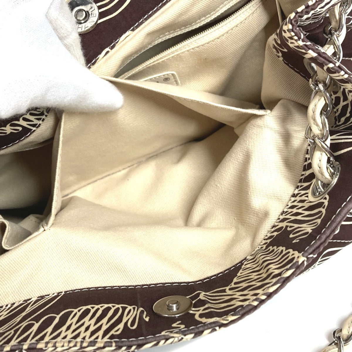 Chanel Beige Brown Quilting Shoulder Bag Tote Bag (Pre-Owned)