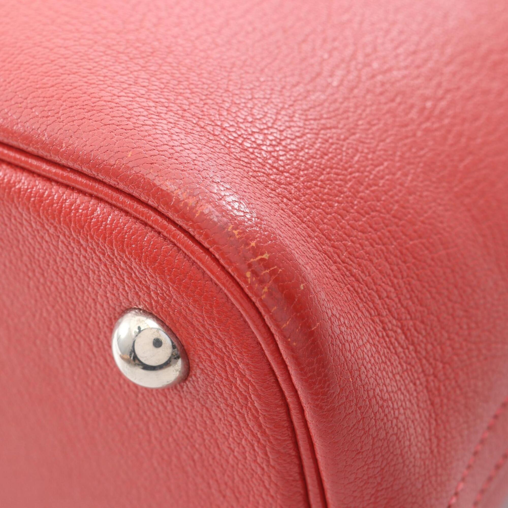 Hermes Red Color Rouge Garance Chevre Leather Handbag (Pre-Owned)
