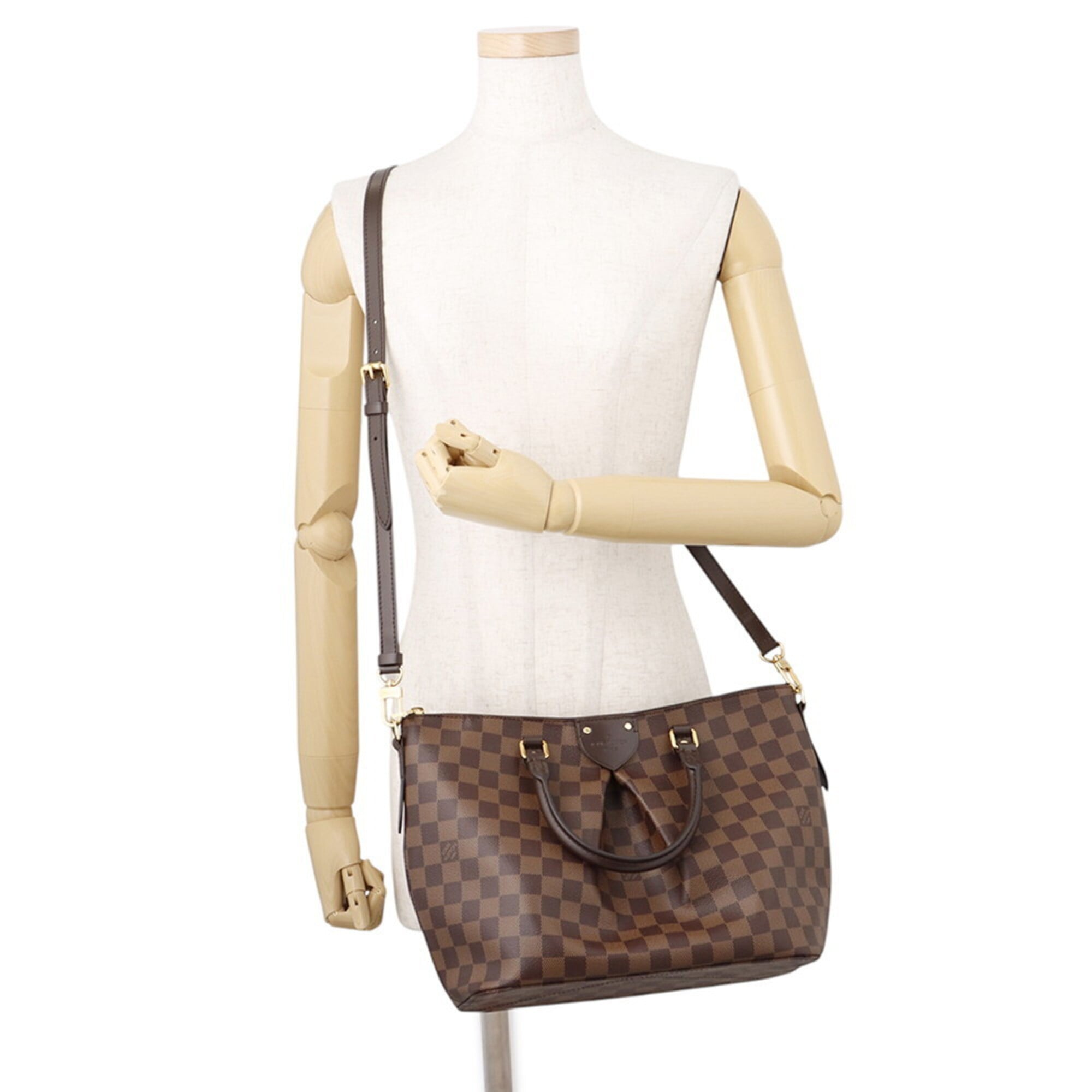 Louis Vuitton Damier Canvas Ebene Red Brown Leather Handbag Shoulder Bag (Pre-Owned)
