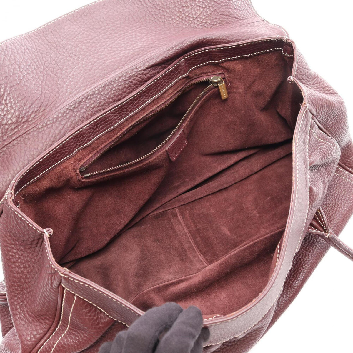 Celine Bordeaux Leather Handbag (Pre-Owned)