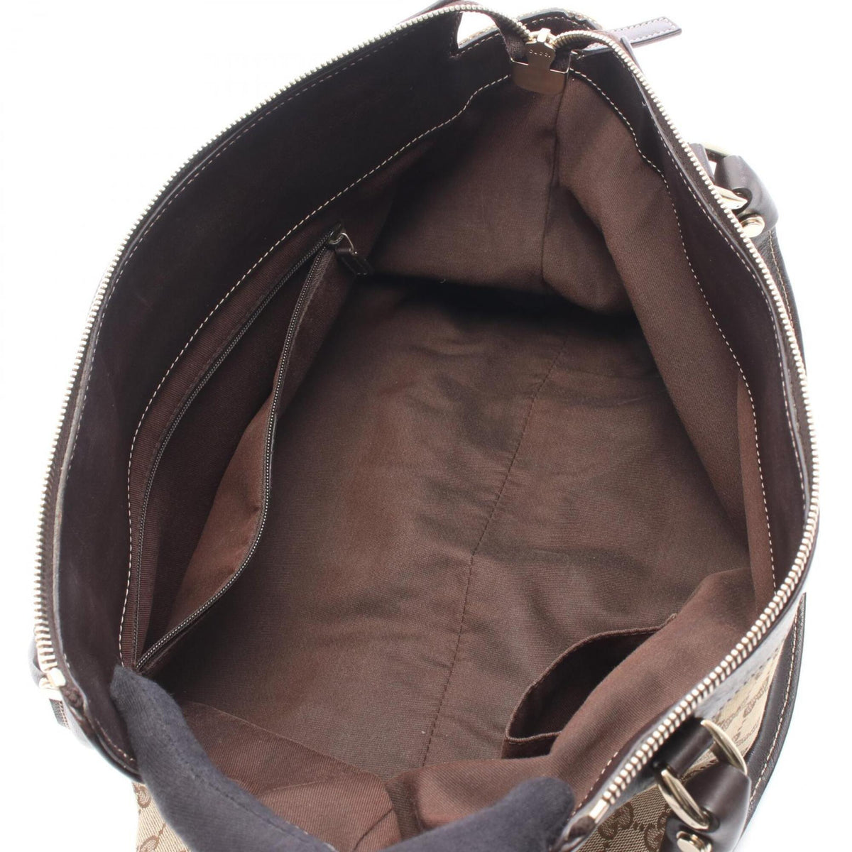 Gucci Beige Brown Canvas Leather Handbag Tote Bag (Pre-Owned)