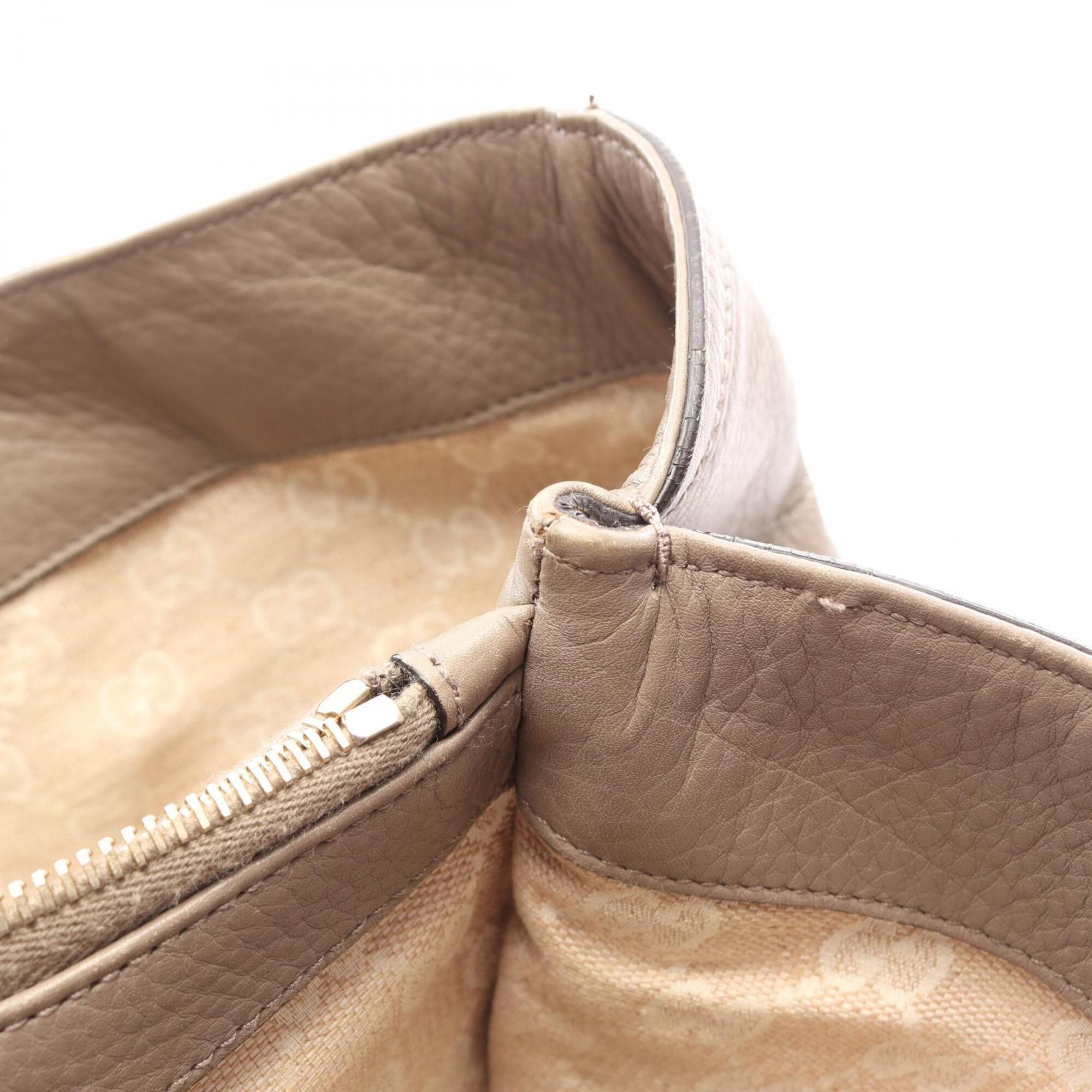 Gucci Beige Leather Handbag Tote Bag (Pre-Owned)