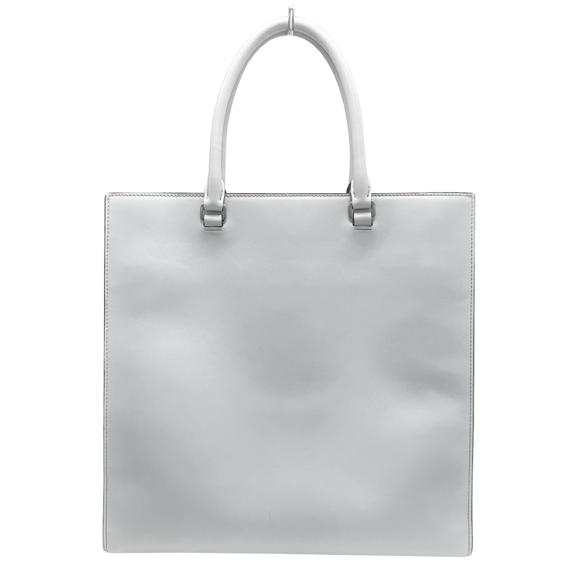 Prada Gray Leather Handbag Tote Bag (Pre-Owned)