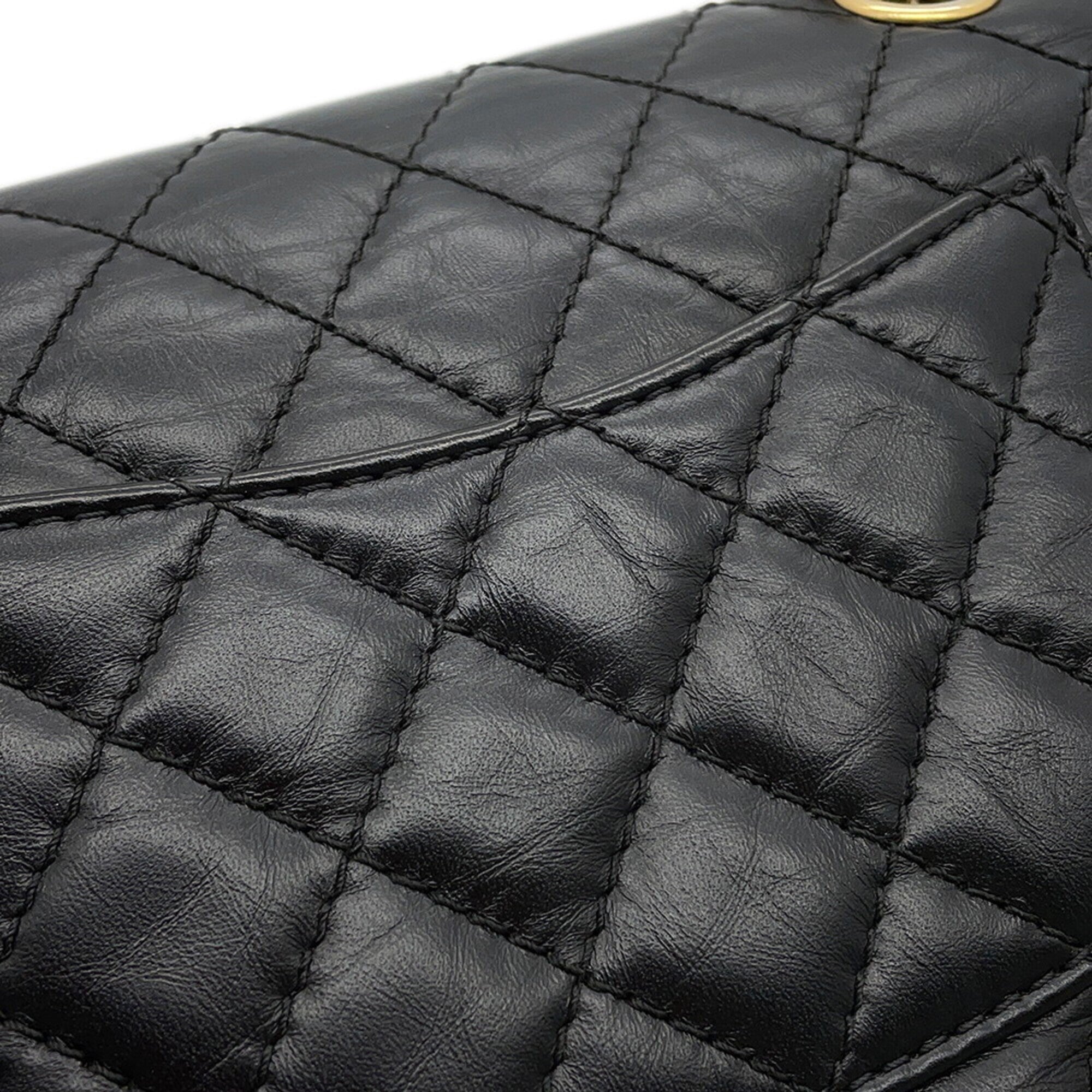 Chanel Matelasse Black Leather Handbag Shoulder Bag (Pre-Owned)