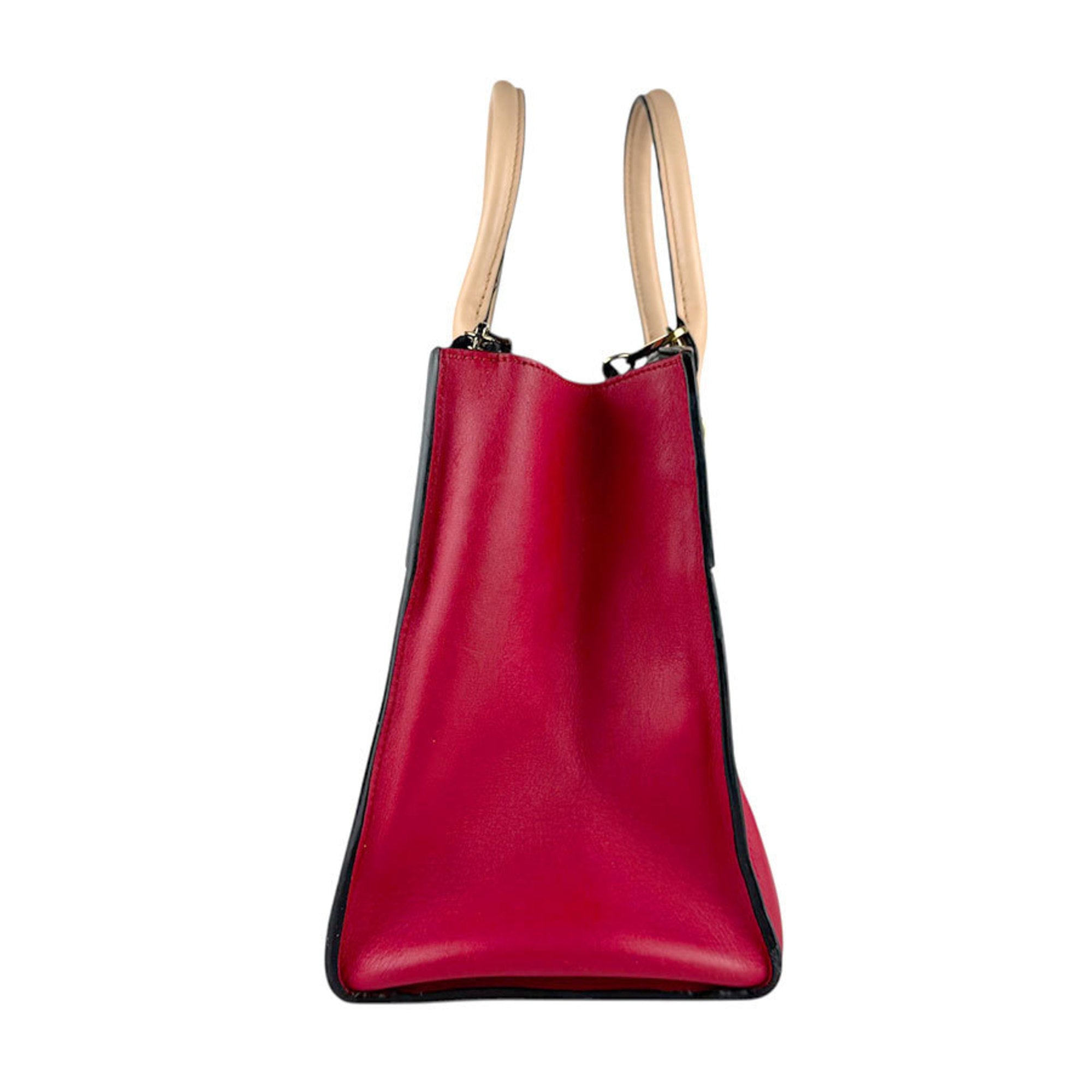 Louis Vuitton Beige Black Red Color Leather Handbag Shoulder Bag (Pre-Owned)