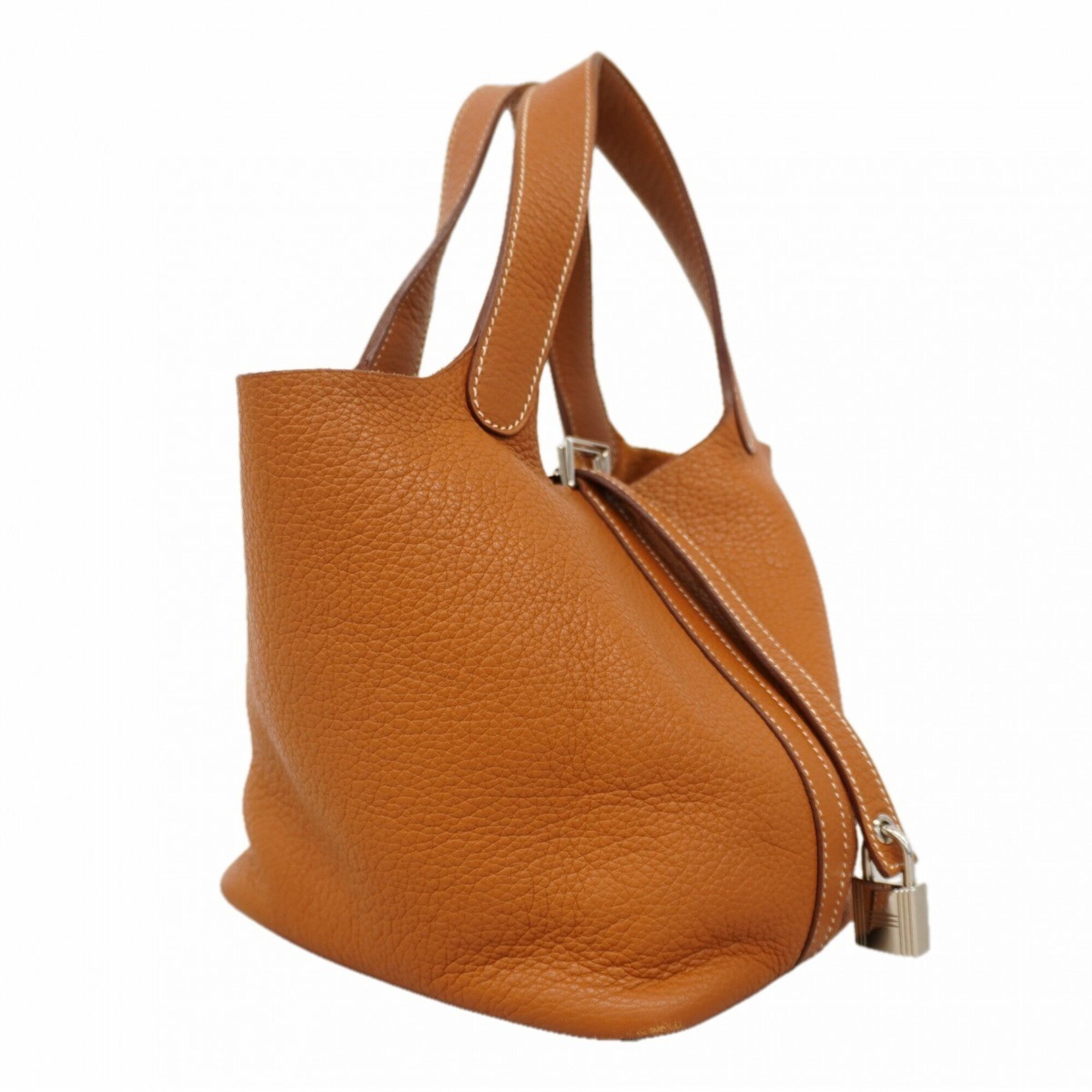 Hermes Gold Taurillon Clemence Leather Handbag (Pre-Owned)