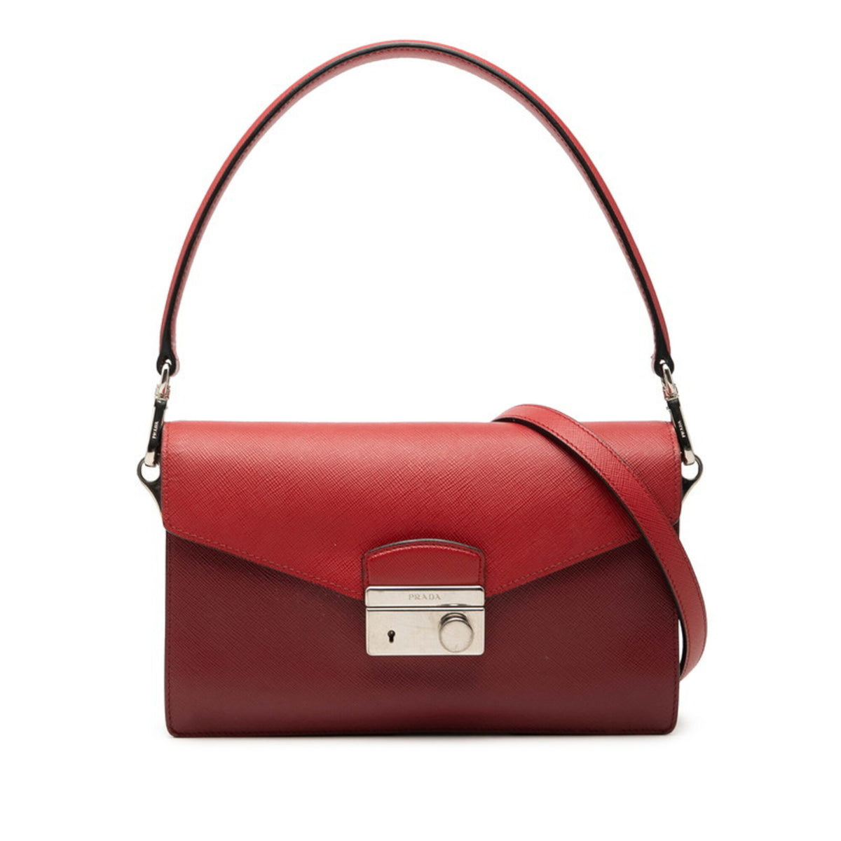 Prada Red Color Leather Handbag Shoulder Bag (Pre-Owned)