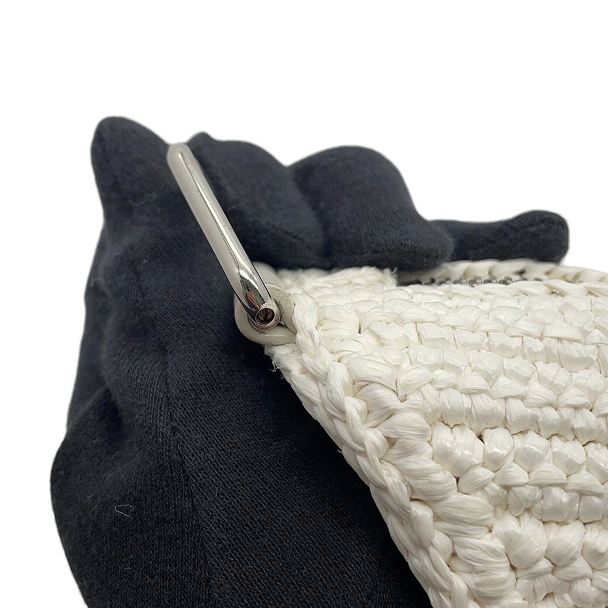 Prada White Raffia Handbag Shoulder Bag (Pre-Owned)