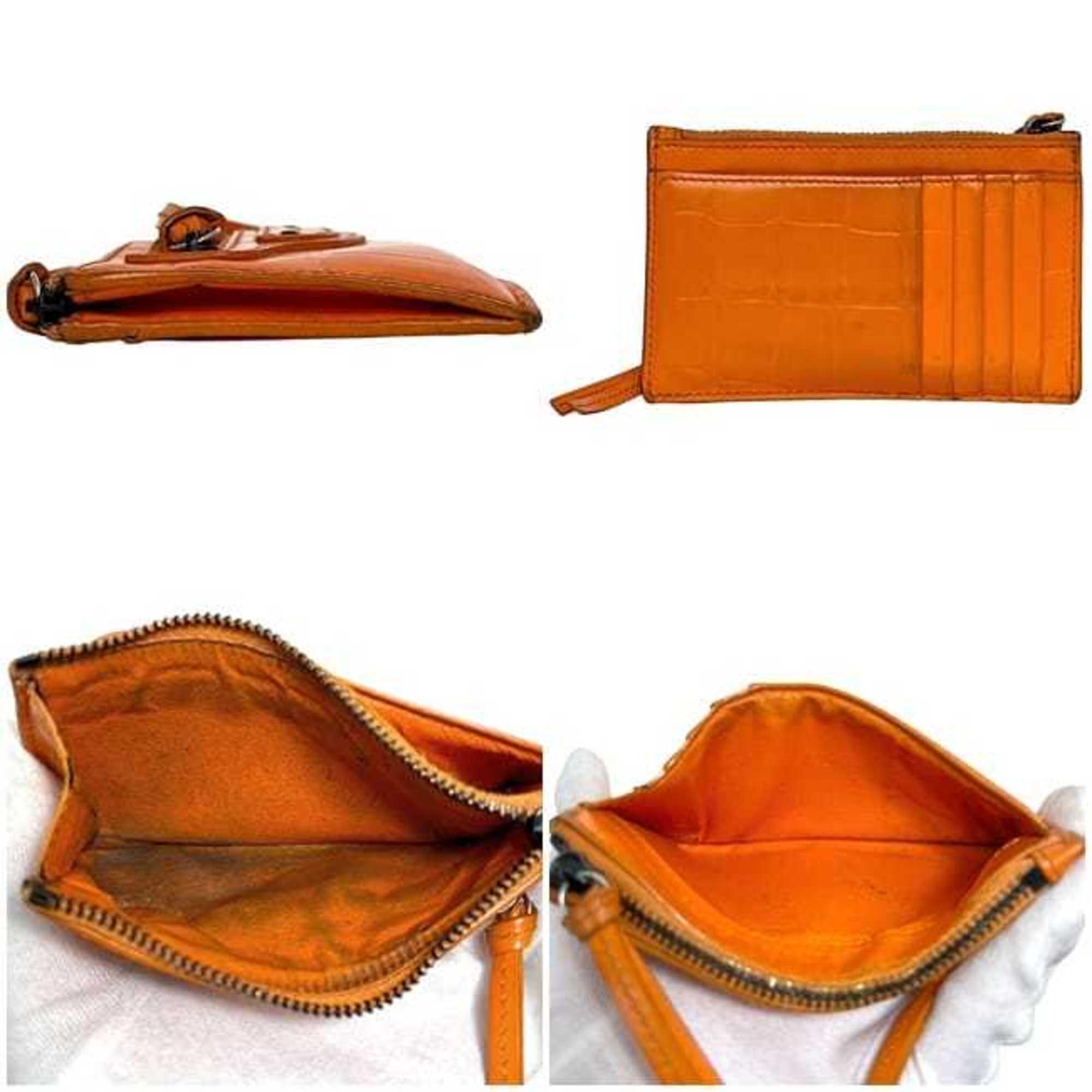 Balenciaga Orange Leather Coin Purse/Coin Case (Pre-Owned)