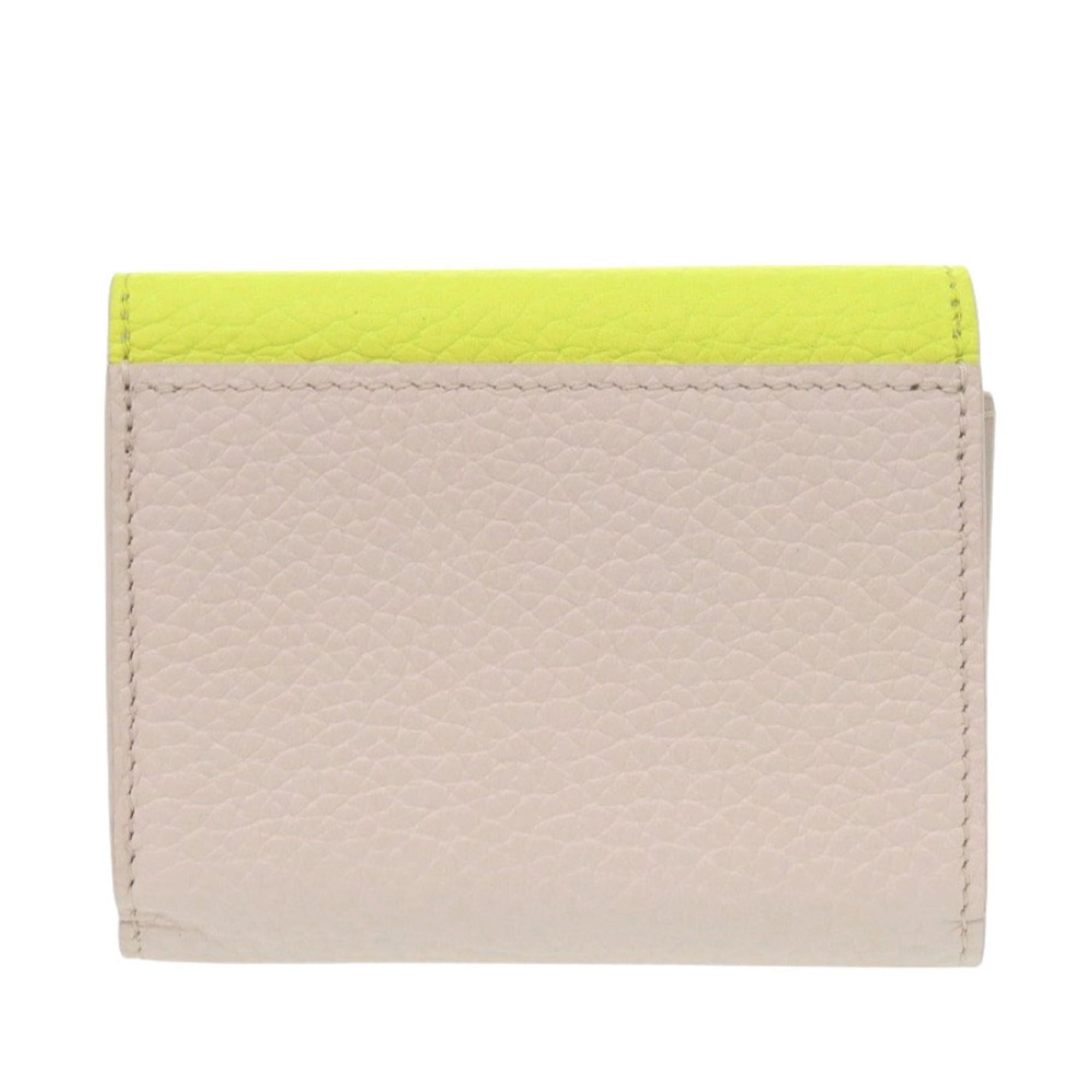 Louis Vuitton Beige Yellow Leather Wallet (Tri-Fold) (Pre-Owned)
