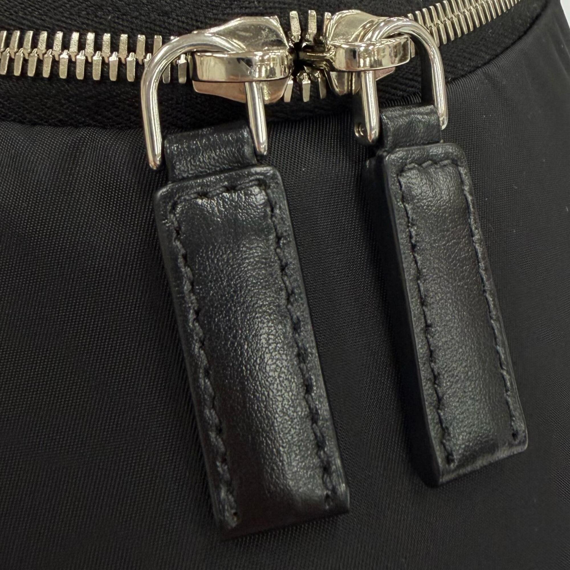 Prada Black Nylon Leather Pouch Shoulder Bag (Pre-Owned)