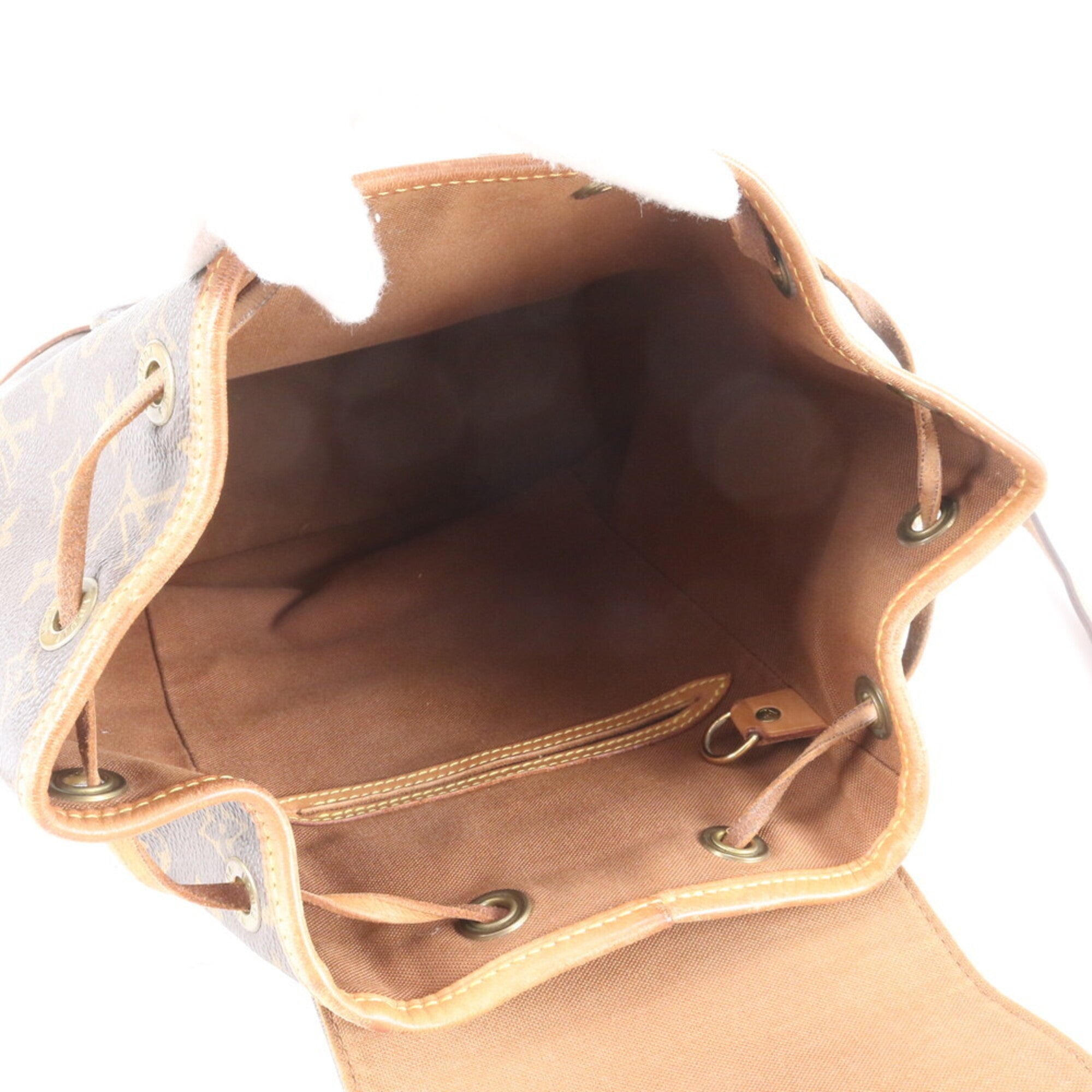 Louis Vuitton Brown Leather Coated Canvas Backpack Shoulder Bag (Pre-Owned)