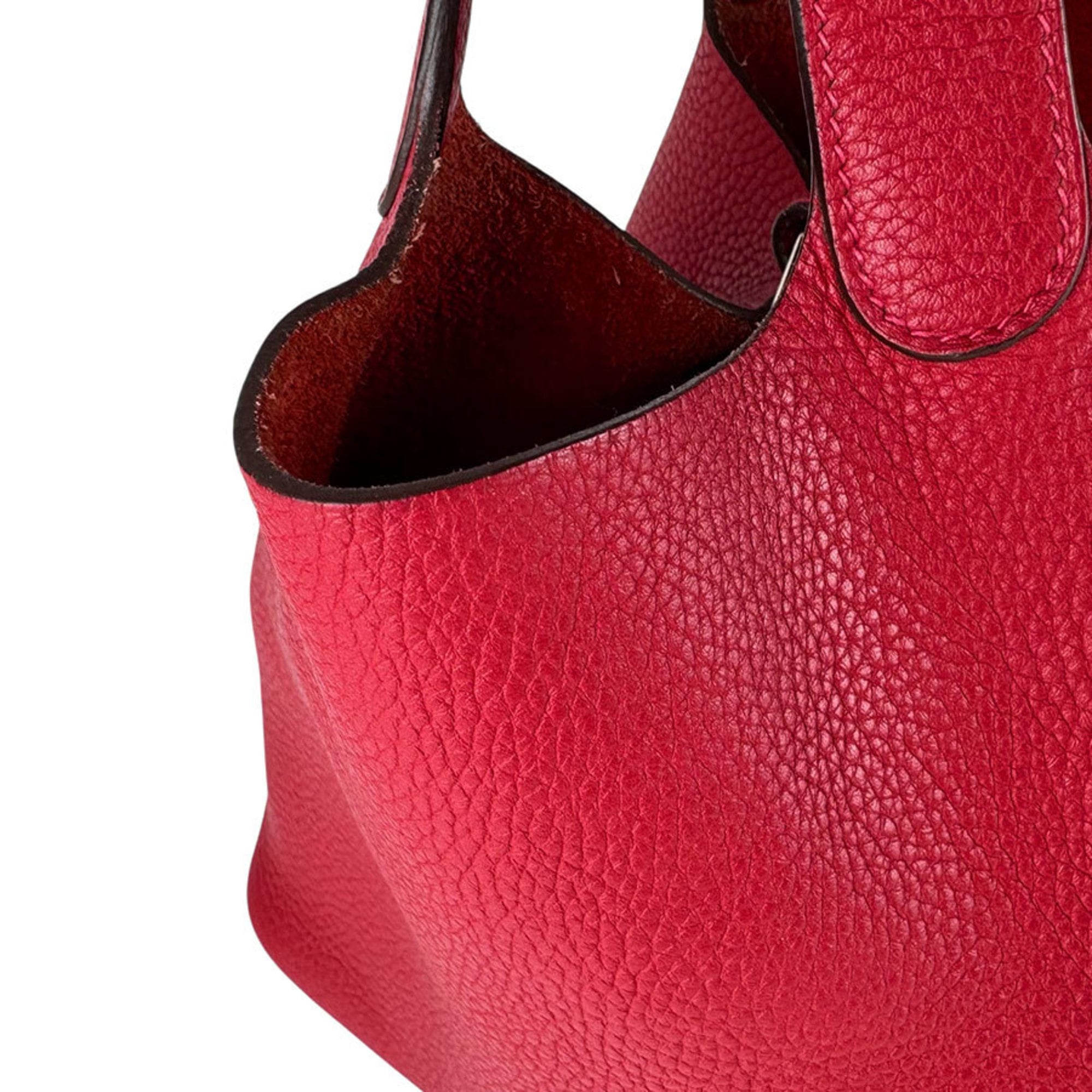 Hermes Rouge Casaque Taurillon Clemence Leather Handbag (Pre-Owned)