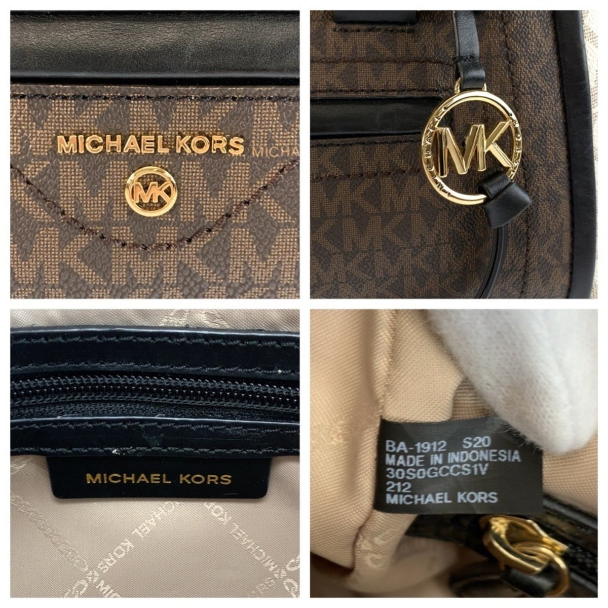 Michael Kors Black Brown White Pvc Handbag Shoulder Bag (Pre-Owned)