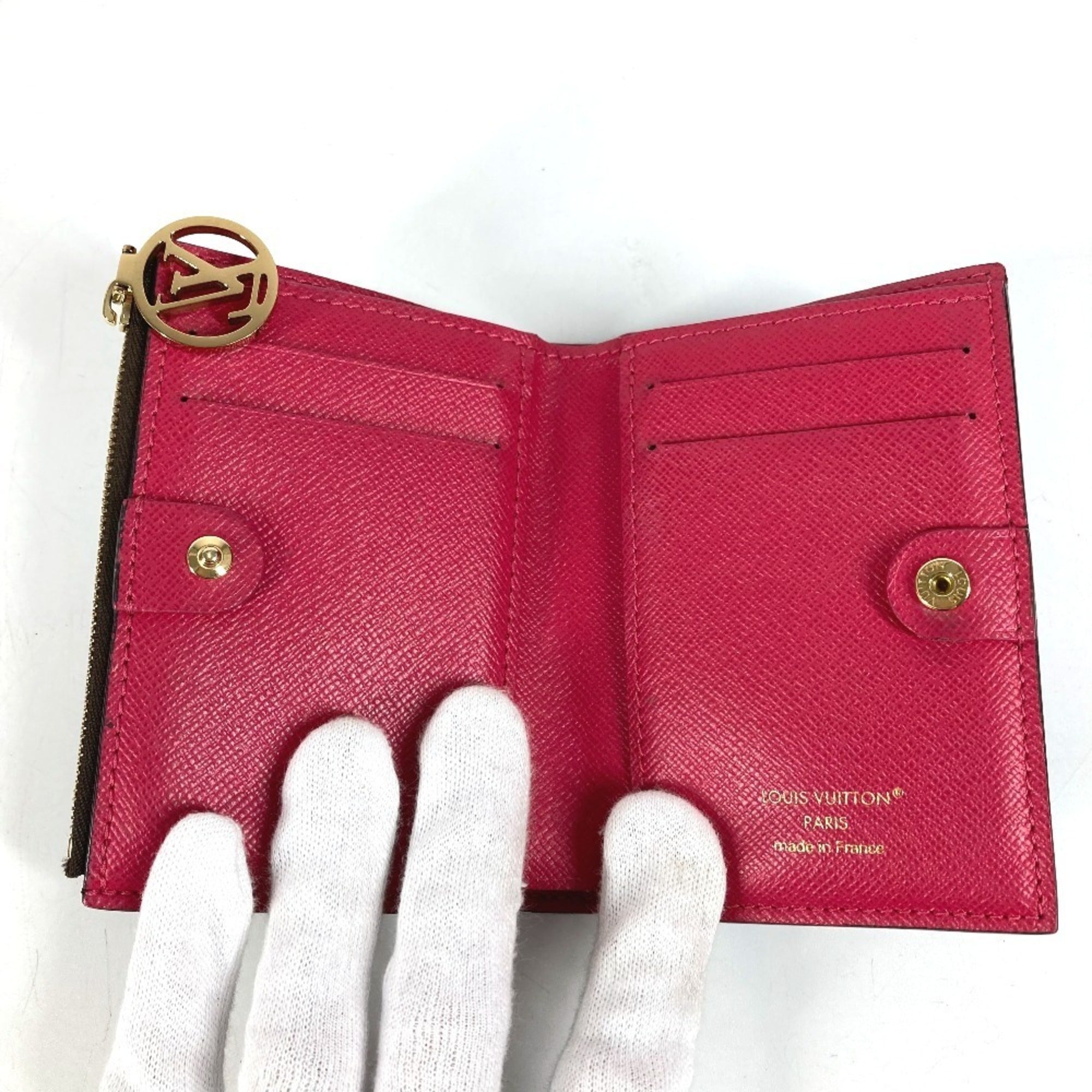 Louis Vuitton Brown Pink Monogram Canvas Wallet (Bi-Fold) (Pre-Owned)