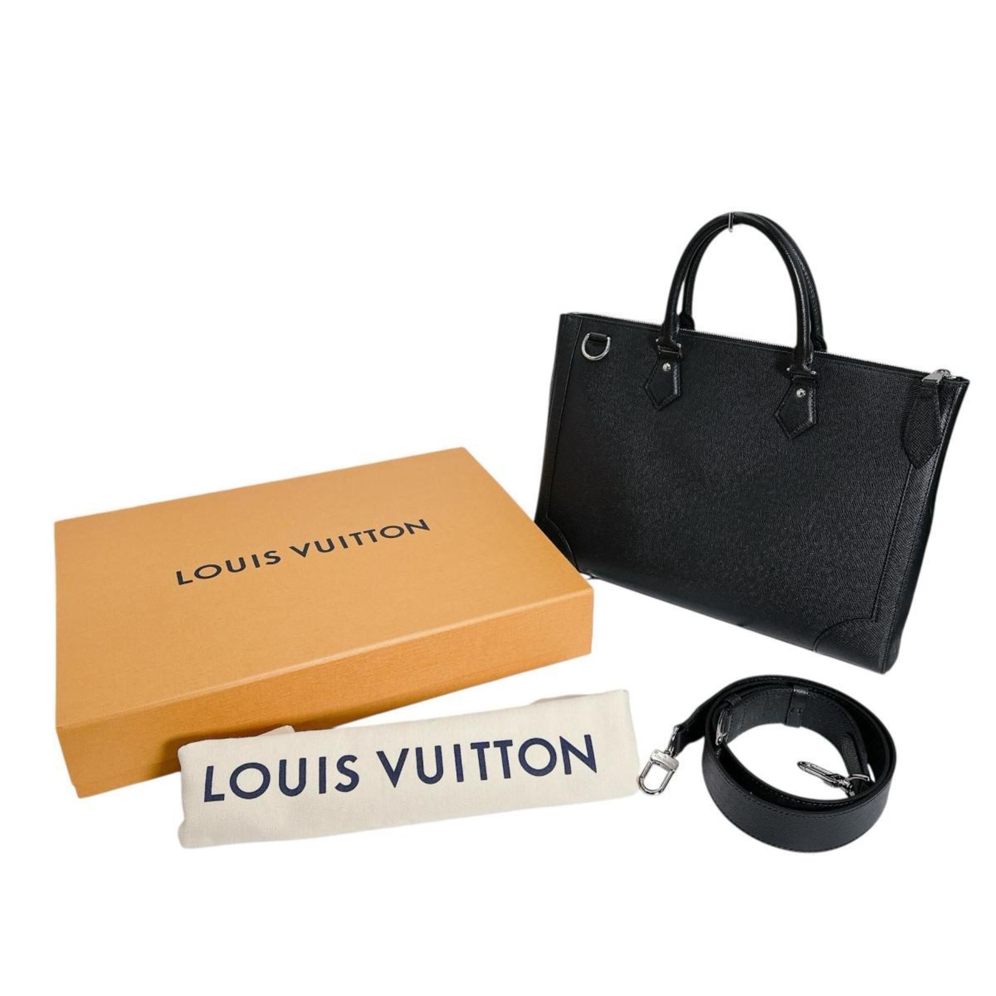 Louis Vuitton Ardoise Black Taiga Leather Briefcase Shoulder Bag (Pre-Owned)