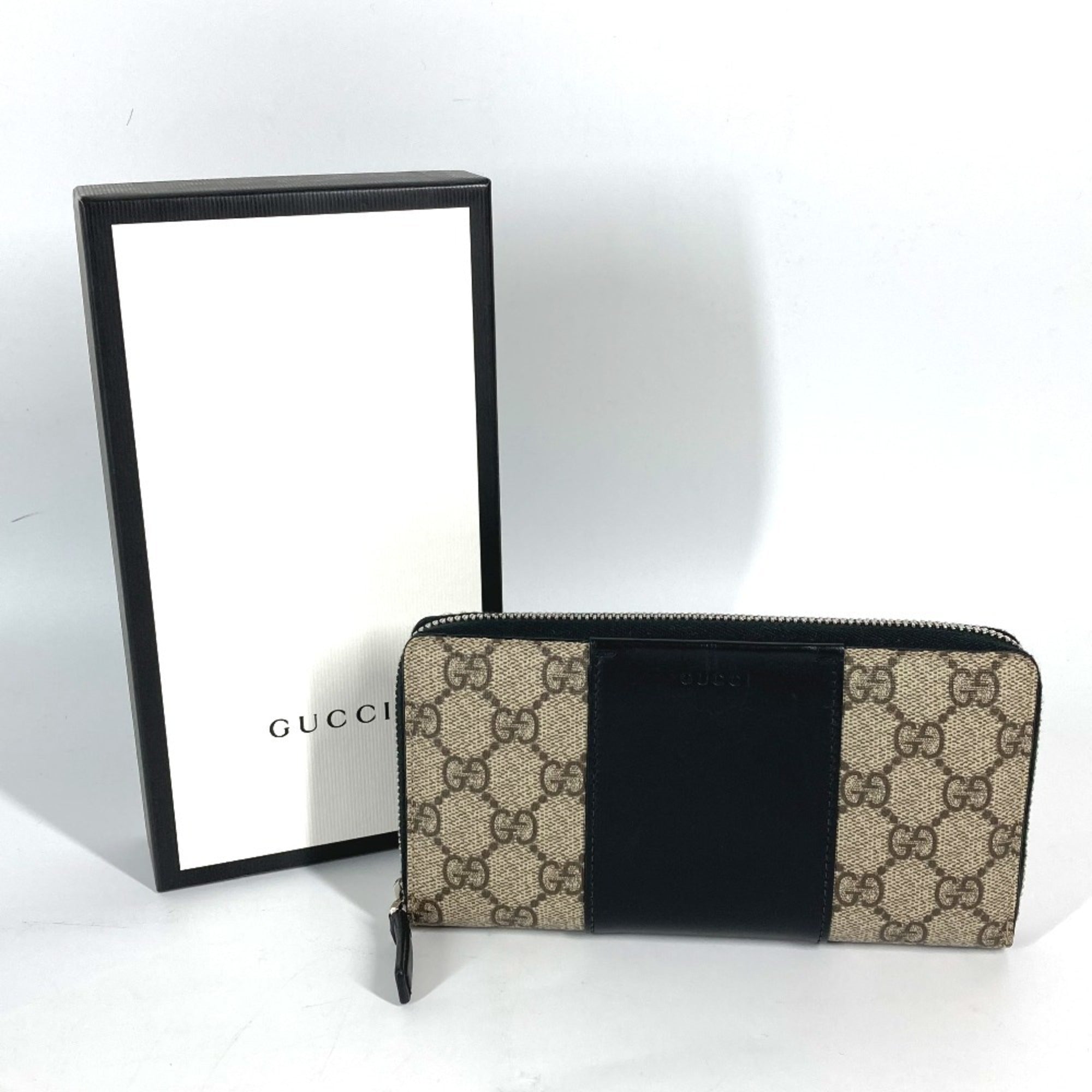Gucci Beige Black Pvc Leather Long Wallet (Bi-Fold) (Pre-Owned)