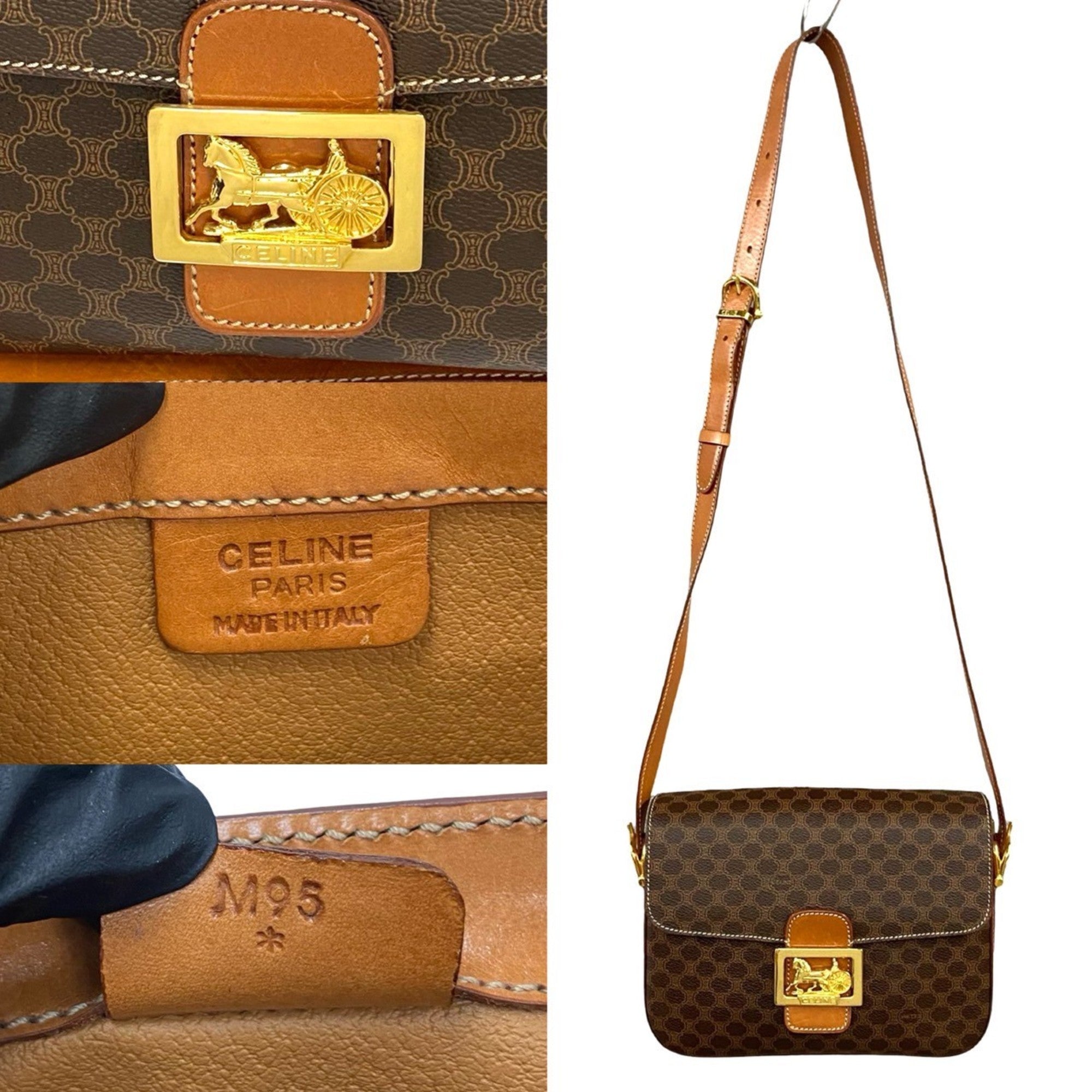 Celine Brown Leather Pvc Pochette Shoulder Bag (Pre-Owned)
