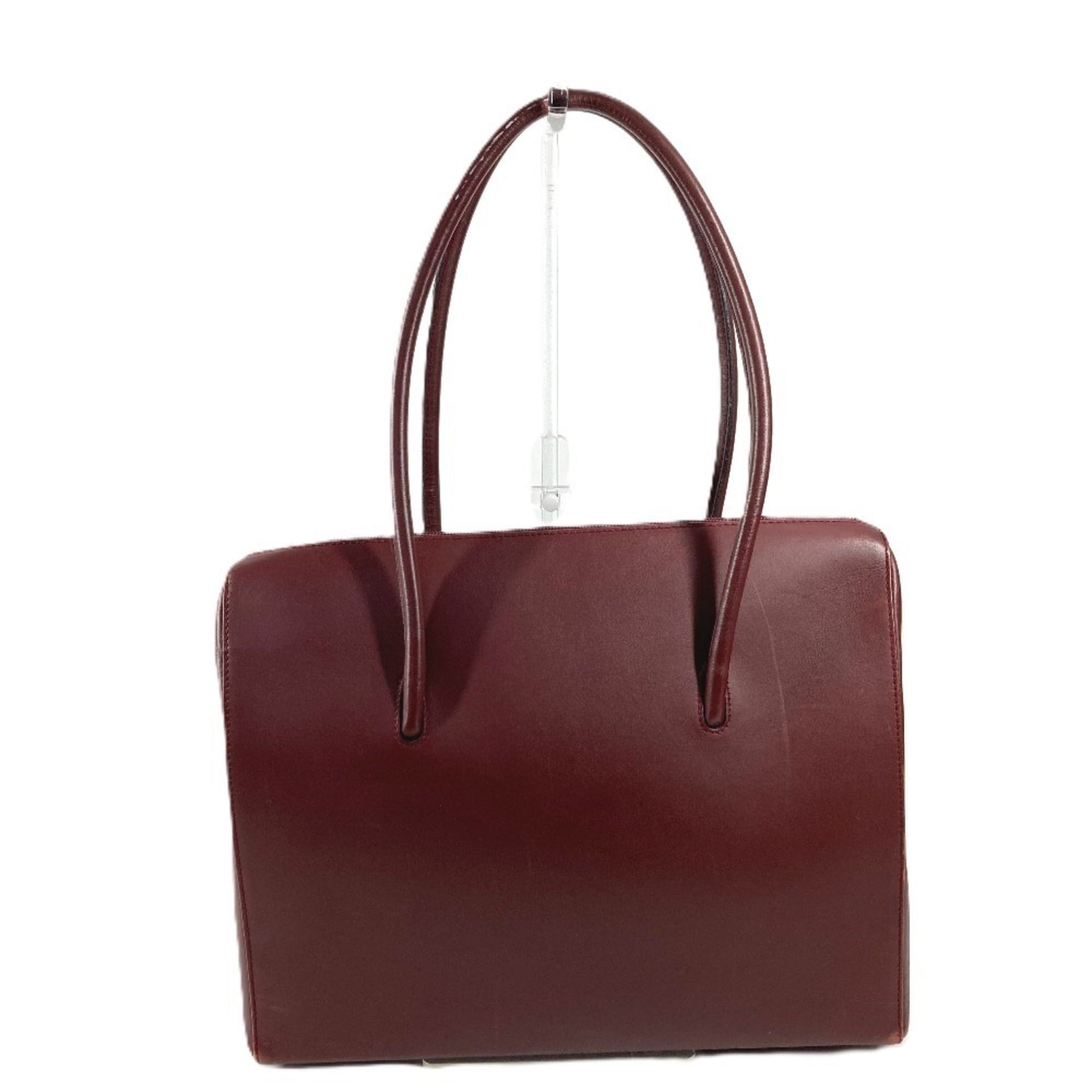 Cartier Must Wine Red Leather Shoulder Bag Tote Bag (Pre-Owned)