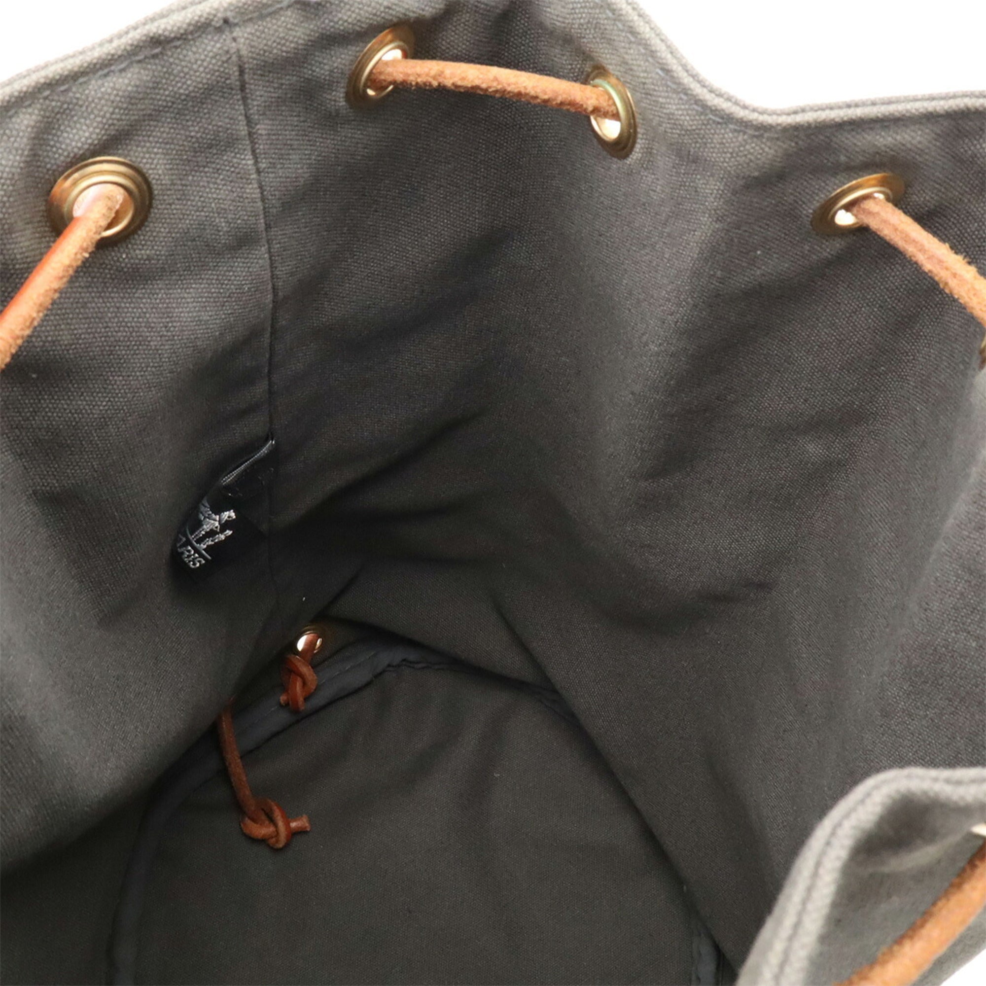 Hermes Gray Canvas Leather Shoulder Bag (Pre-Owned)