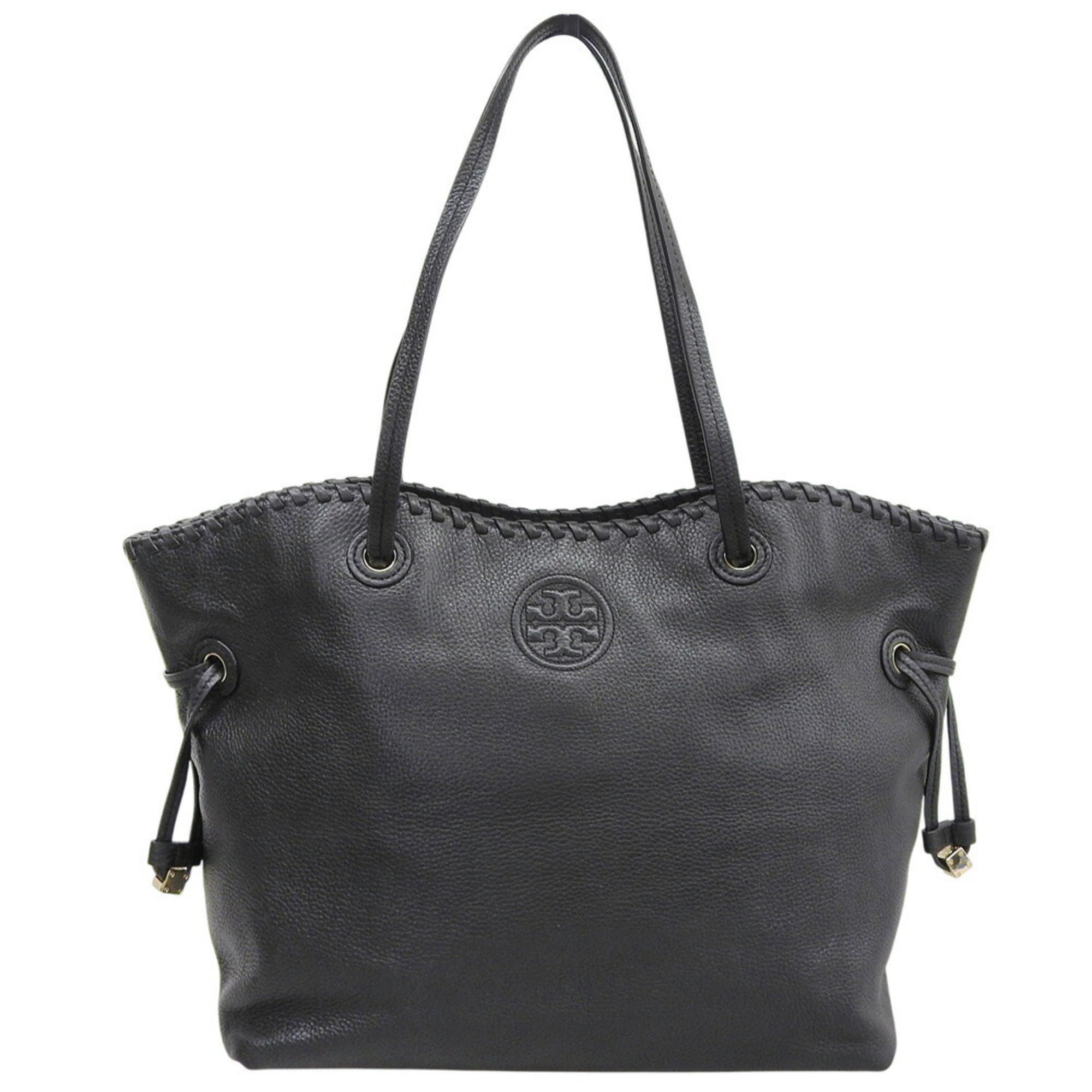 Tory Burch Black Leather Shoulder Bag Tote Bag (Pre-Owned)