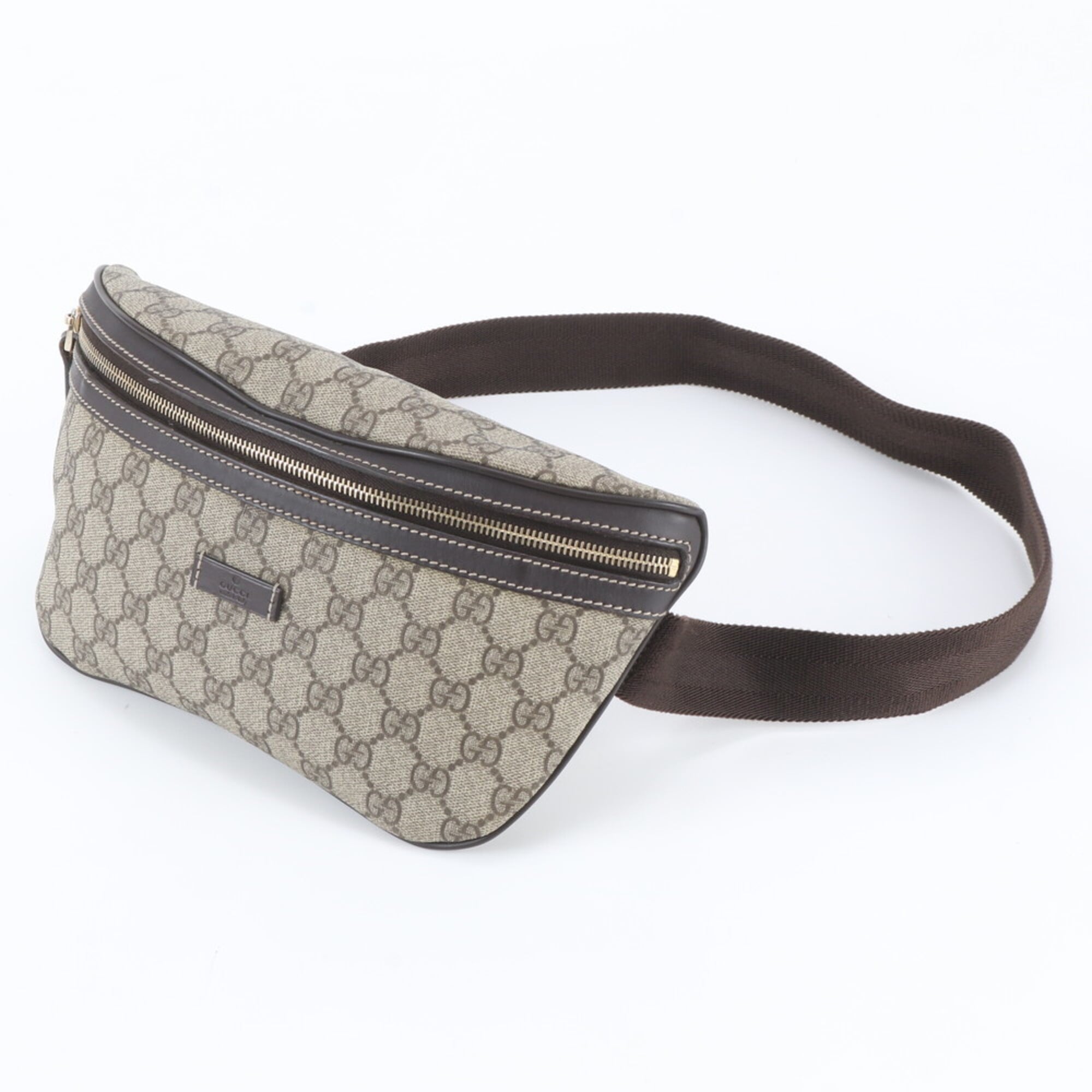 Gucci Brown Leather Coated Canvas Pouch Shoulder Bag Sling Bag (Pre-Owned)