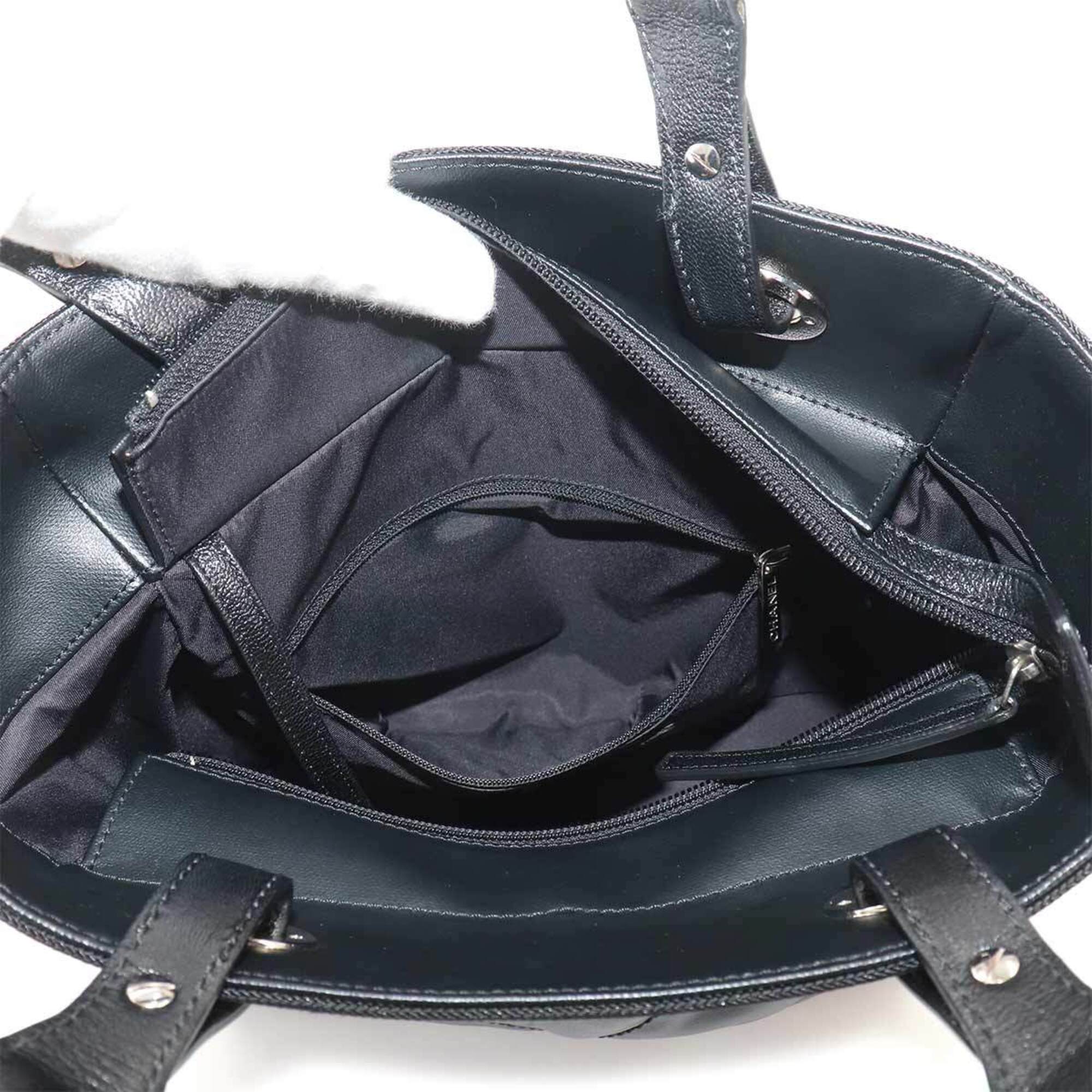 Chanel Black Synthetic Leather Handbag Tote Bag (Pre-Owned)