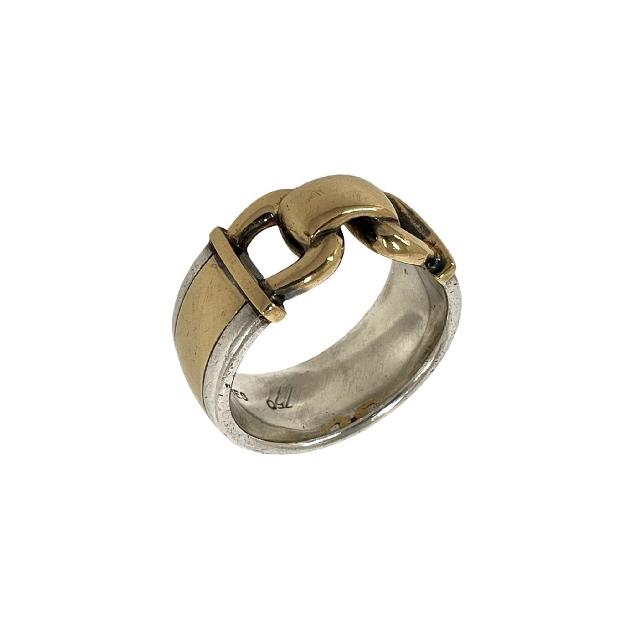 Hermes Gold Silver Yellow Gold (18K) Silver 925 Band Ring (Pre-Owned)