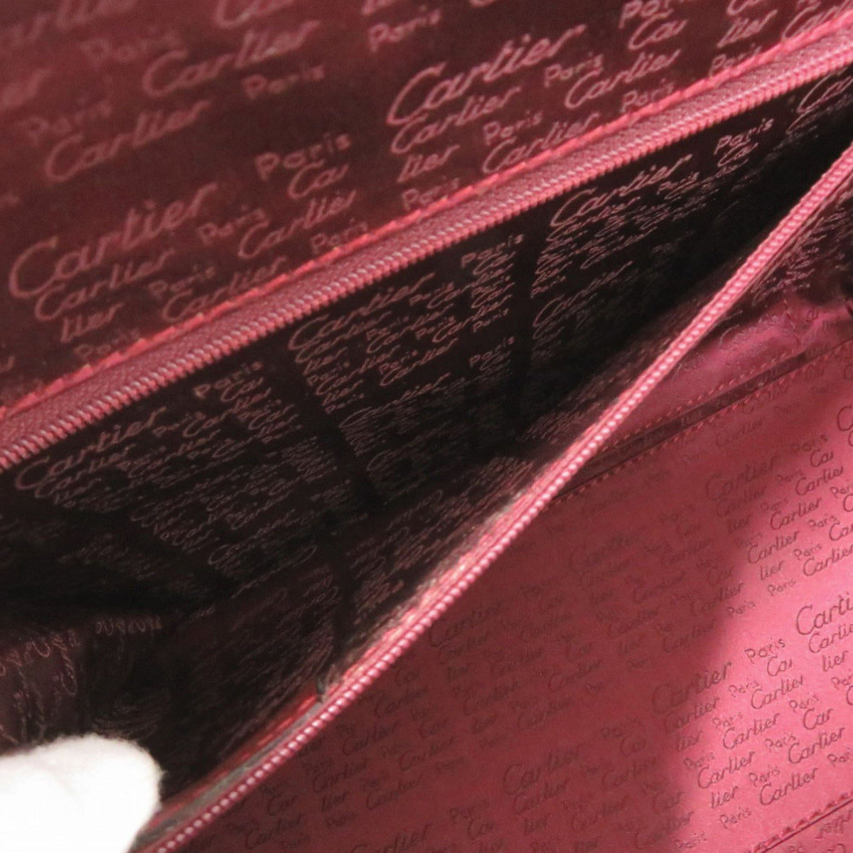 Cartier Bordeaux Red Color Leather Boston Bag Handbag (Pre-Owned)