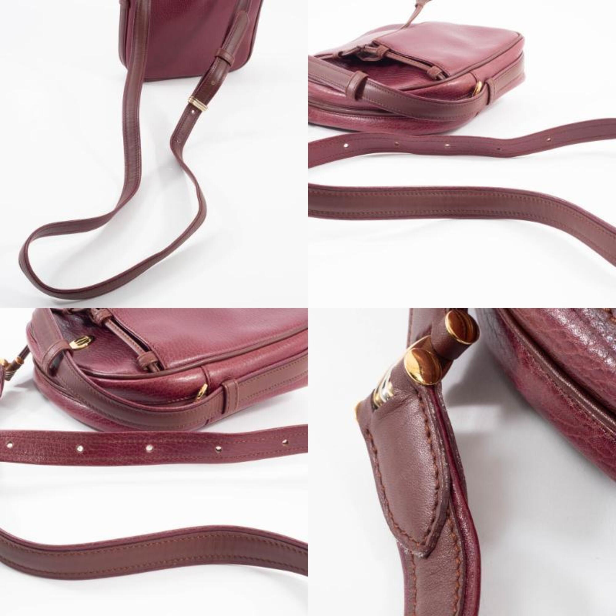 Cartier Must Bordeaux Leather Pochette Shoulder Bag (Pre-Owned)