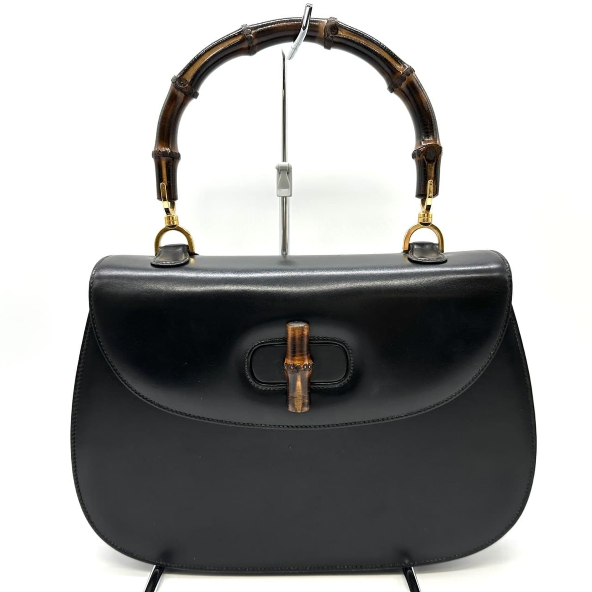 Gucci Black Bamboo Leather Handbag (Pre-Owned)