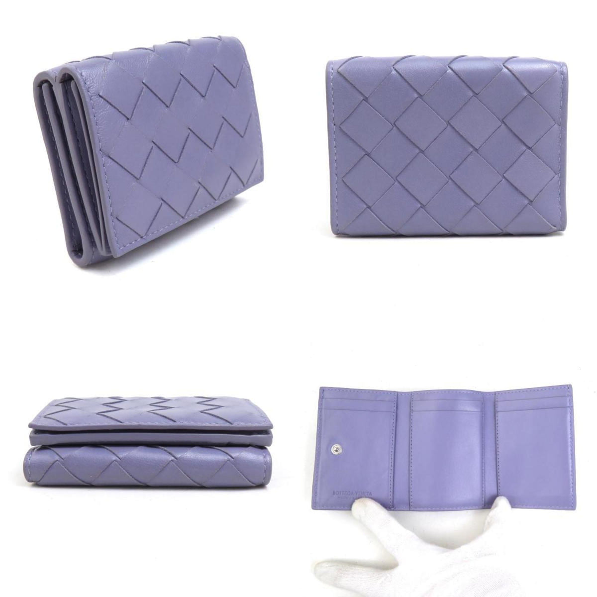 Bottega Veneta Purple Leather Wallet (Tri-Fold) (Pre-Owned)