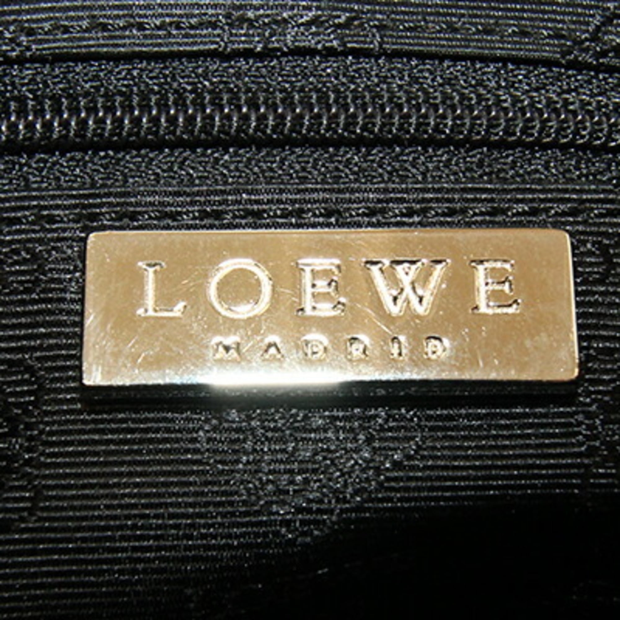Loewe Black Gray Canvas Leather Handbag Shoulder Bag (Pre-Owned)
