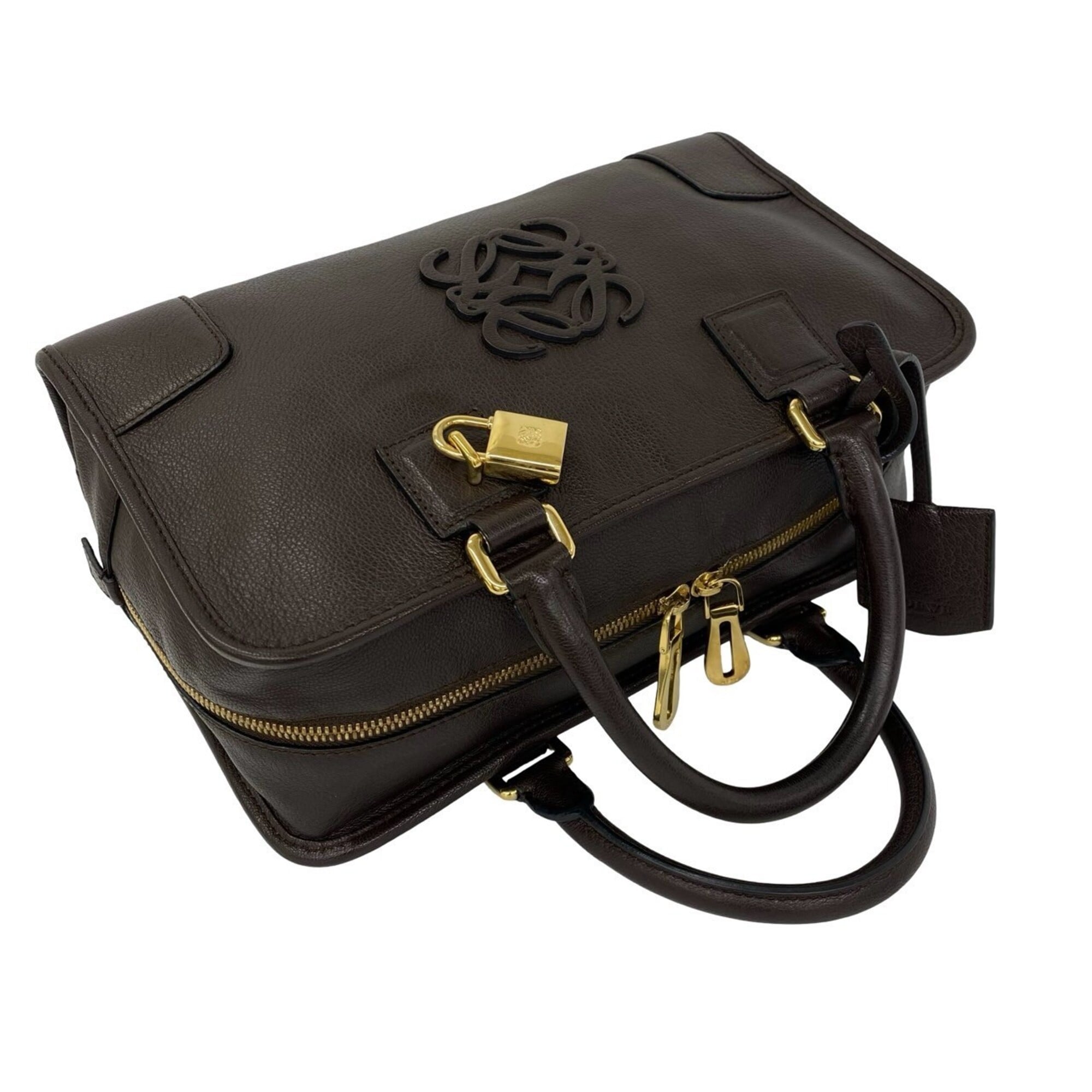 Loewe Brown Leather Boston Bag Handbag (Pre-Owned)