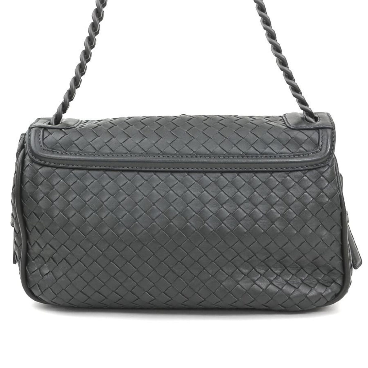 Bottega Veneta Charcoal Gray Leather Shoulder Bag (Pre-Owned)