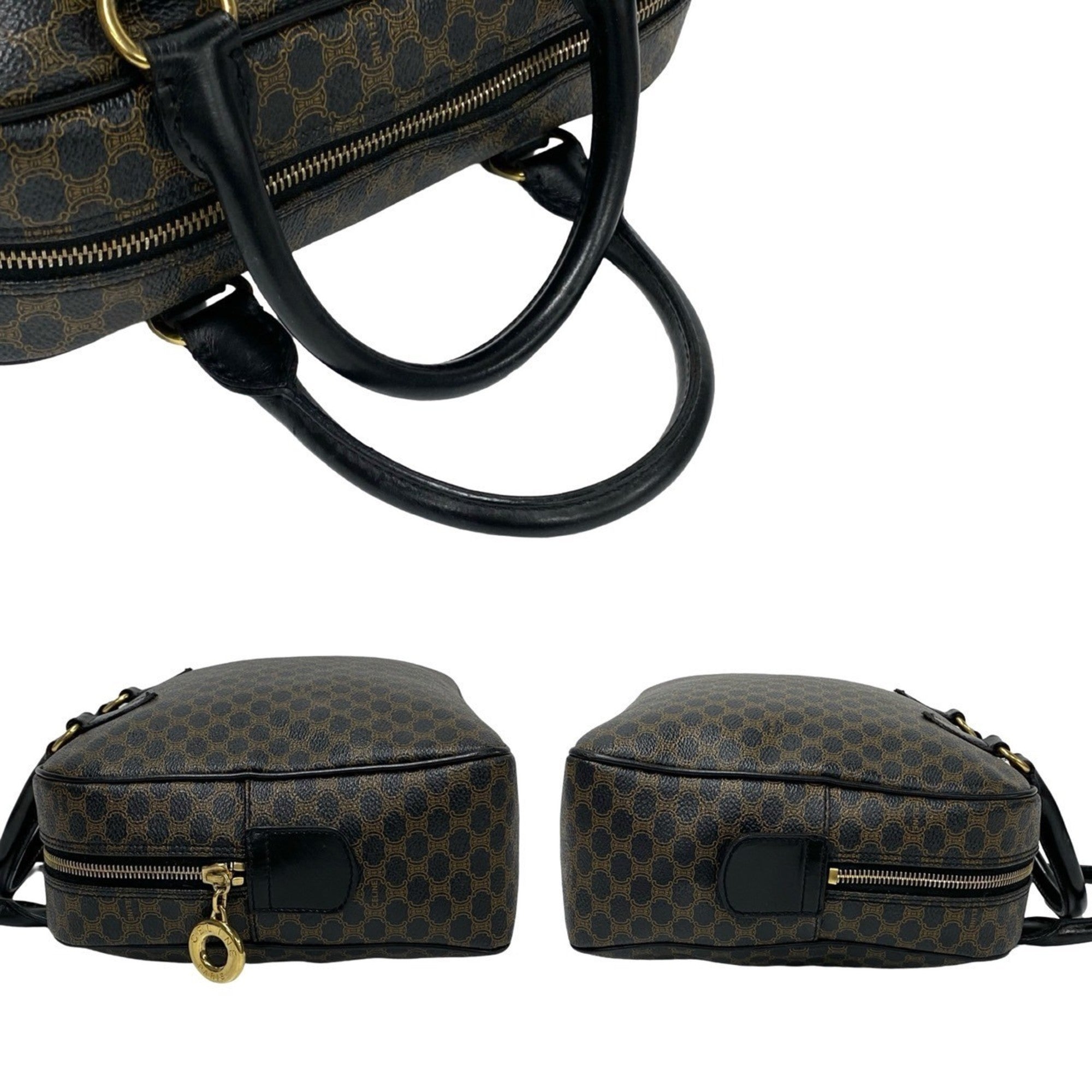 Celine Black Brown Leather Pvc Boston Bag Handbag (Pre-Owned)