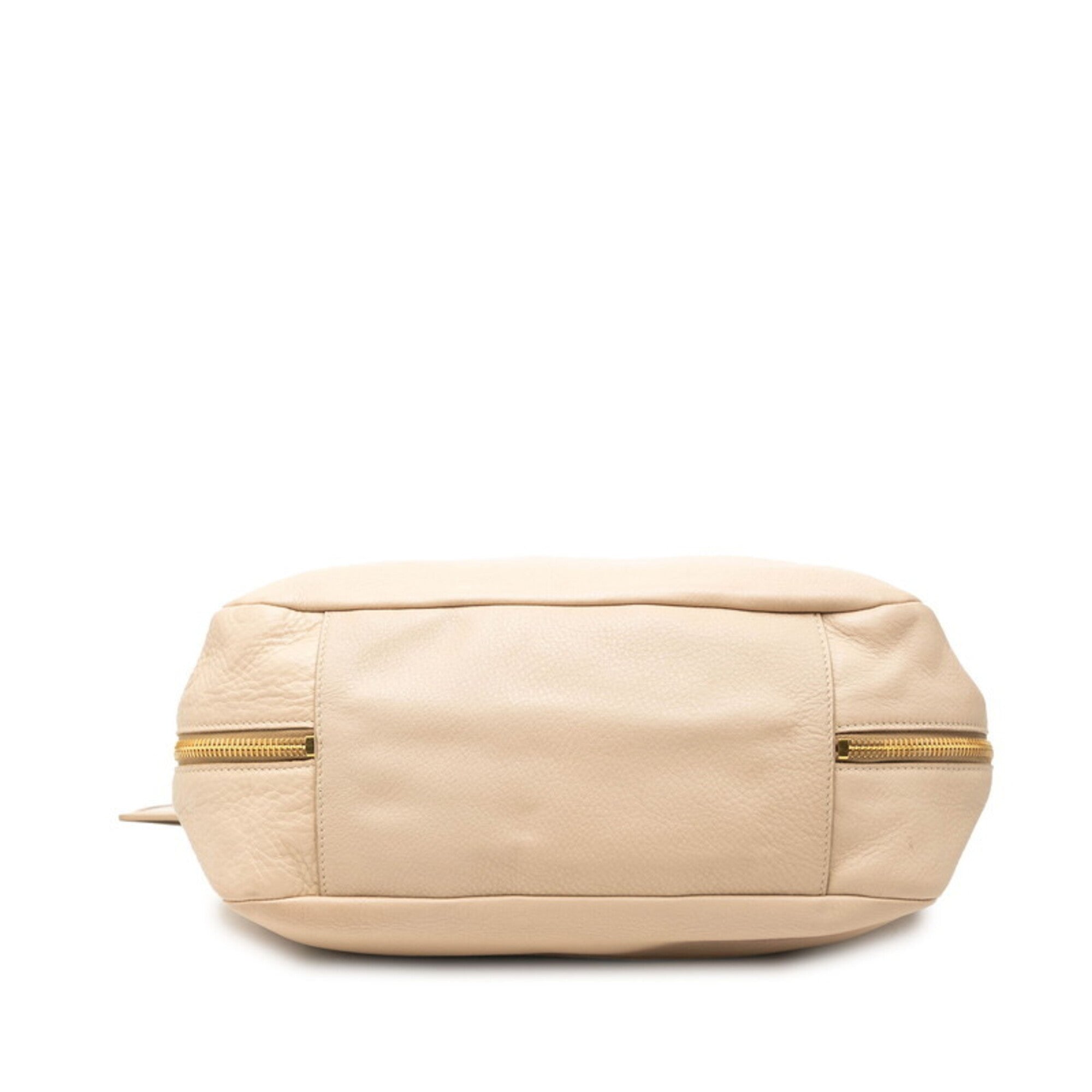 Prada Beige Leather Handbag Tote Bag (Pre-Owned)
