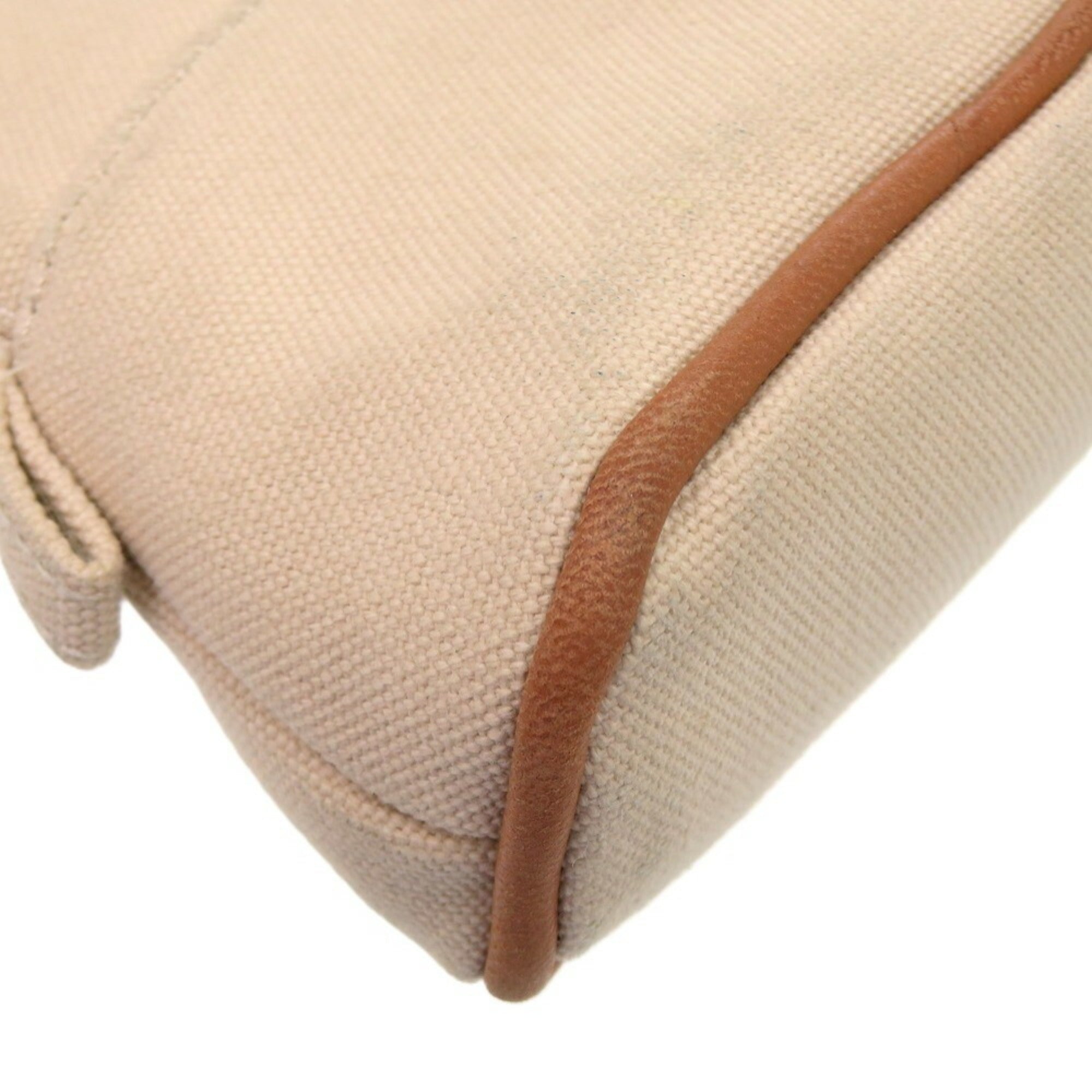 Hermes Beige Orange Cotton Leather Pouch (Pre-Owned)