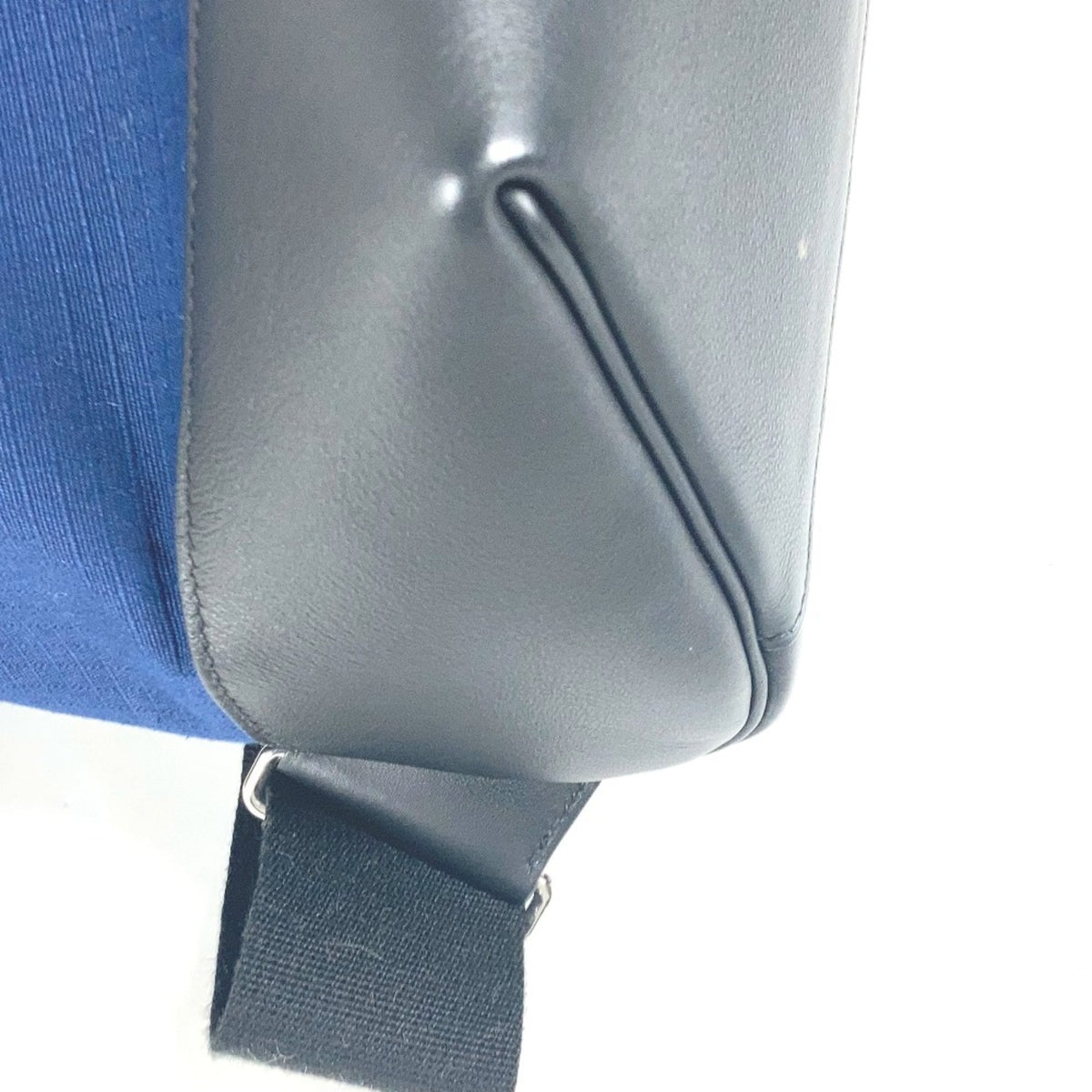 Hermes Black Blue Canvas Leather Backpack (Pre-Owned)