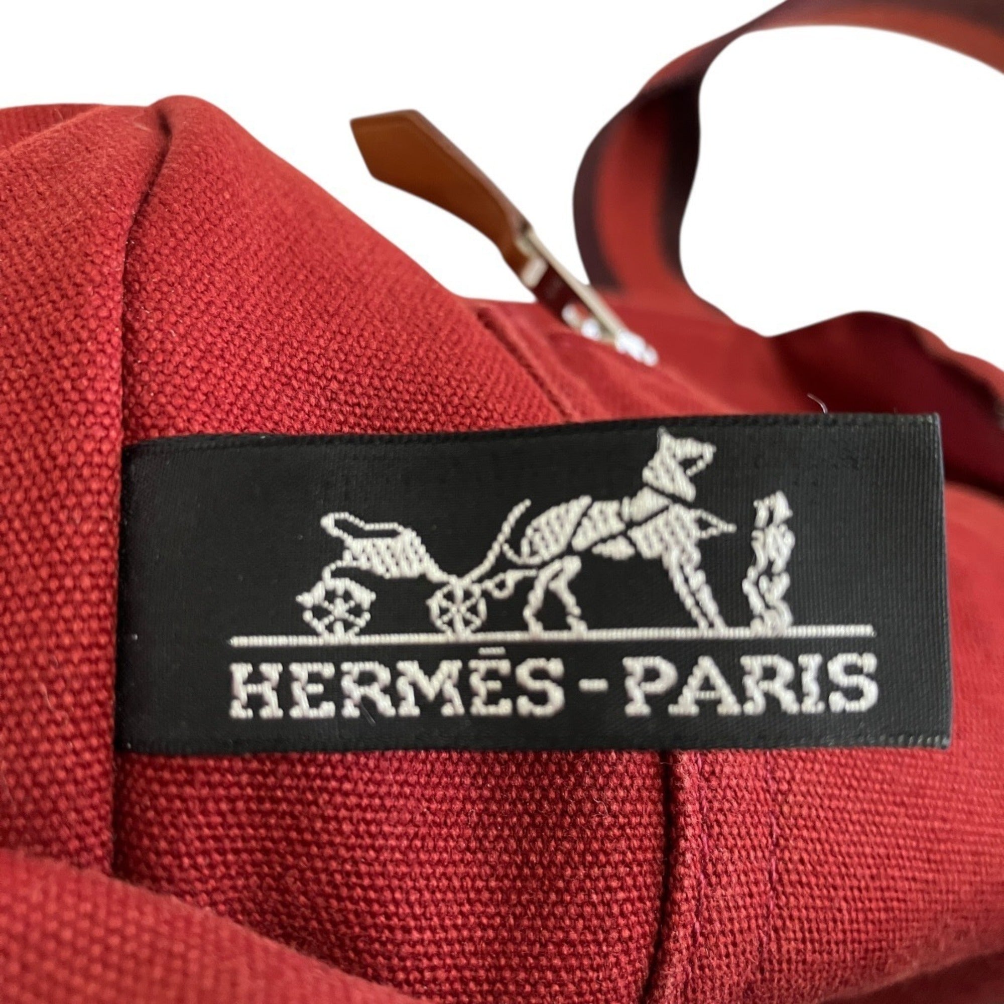 Hermes Fourre Tout Red Color Canvas Handbag (Pre-Owned)