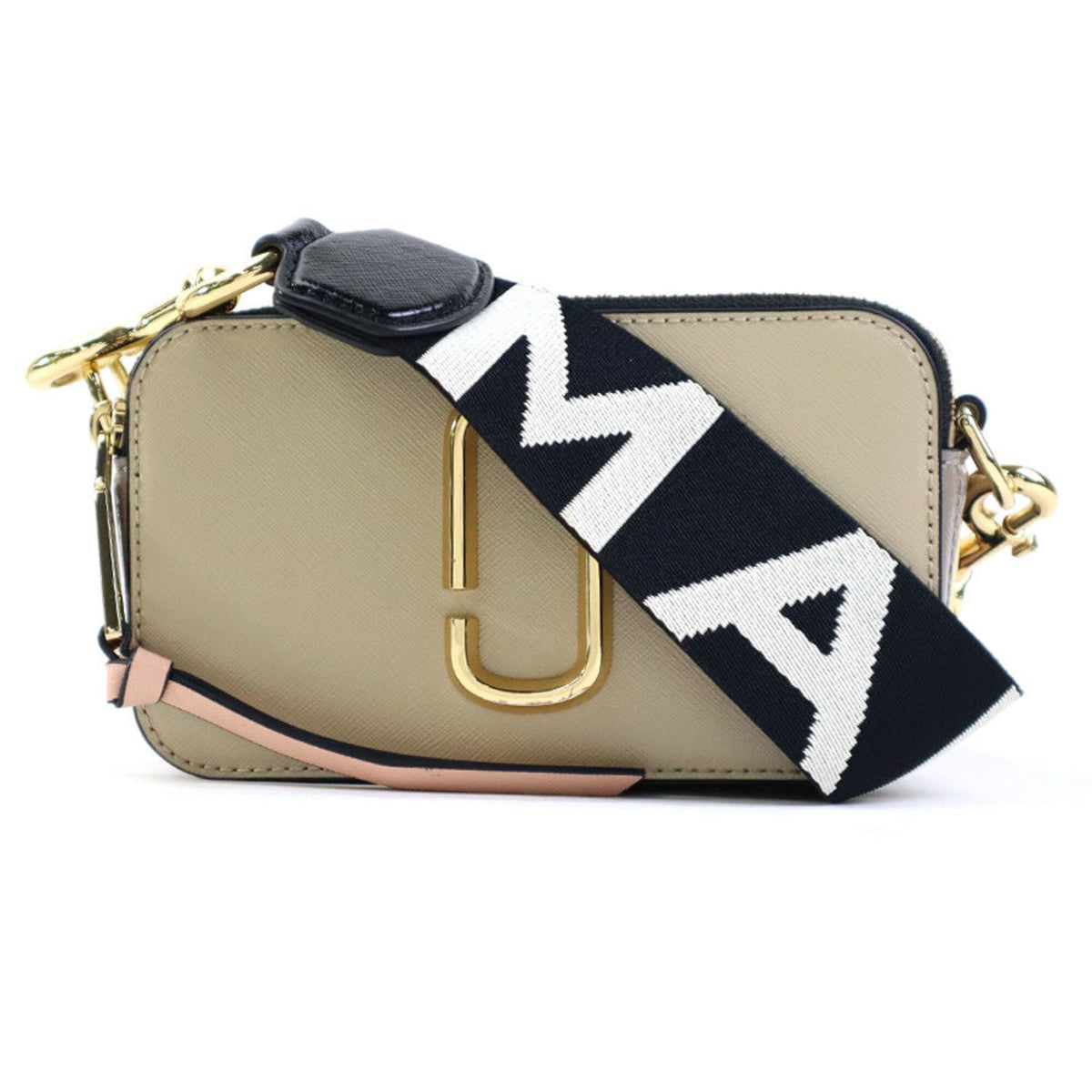 Marc Jacobs Beige Gray Pink Coated Canvas Shoulder Bag (Pre-Owned)