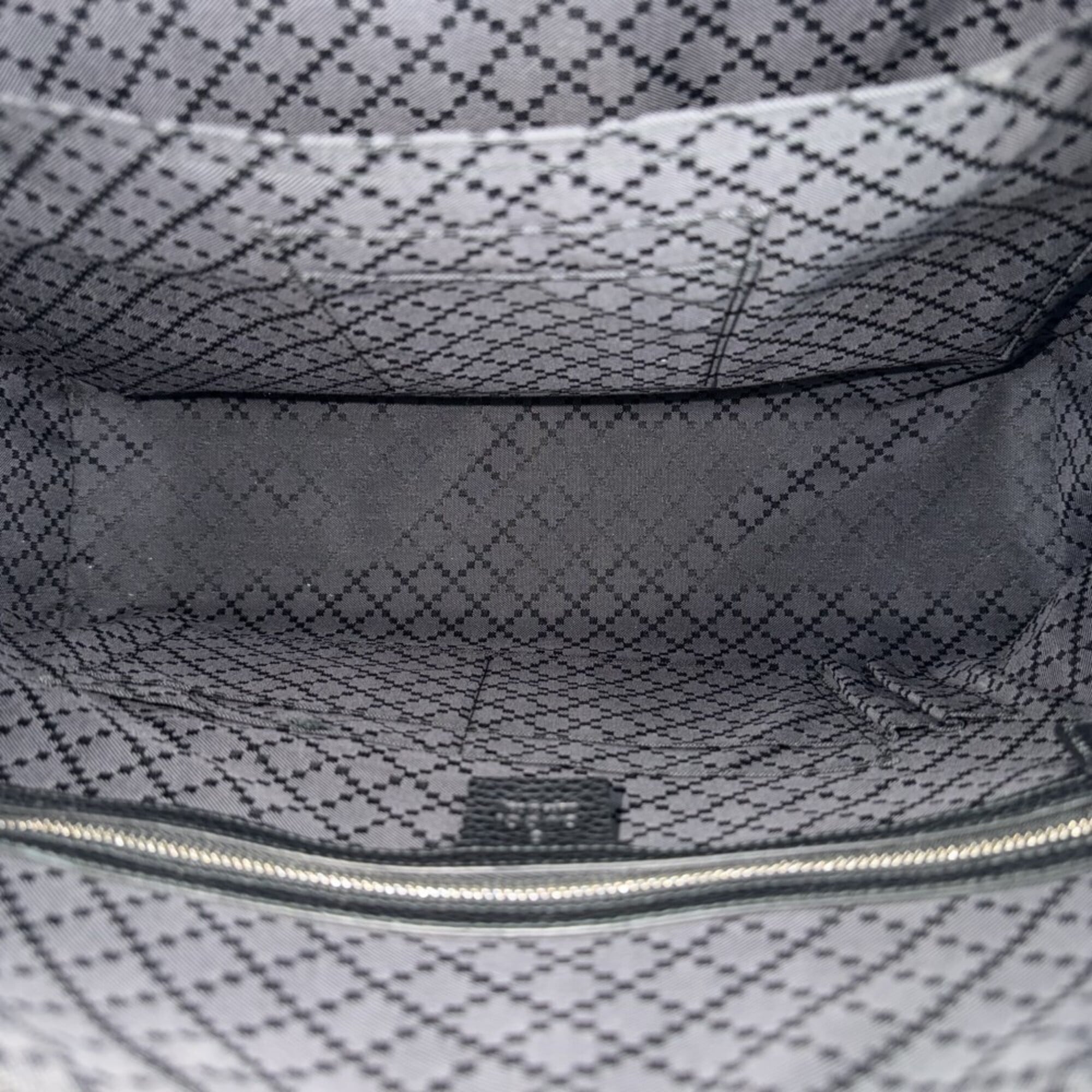 Gucci Black Navy White Leather Briefcase Handbag Shoulder Bag Tote Bag (Pre-Owned)
